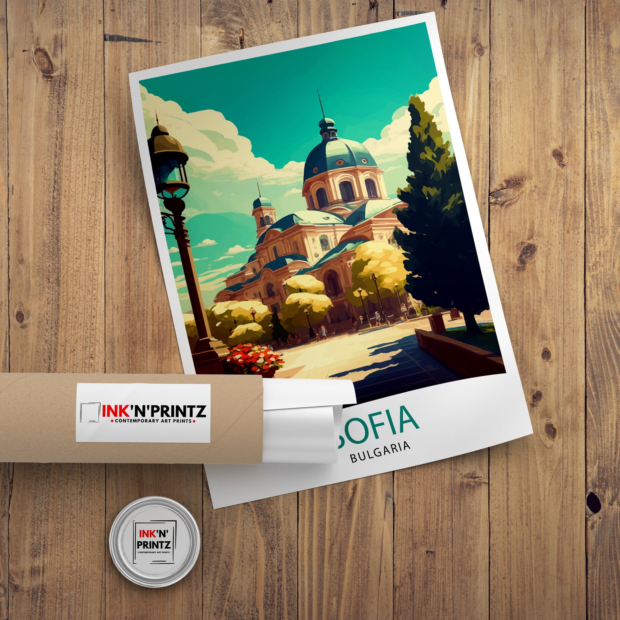 Sofia Spain Travel Print, Architectural Illustration Art