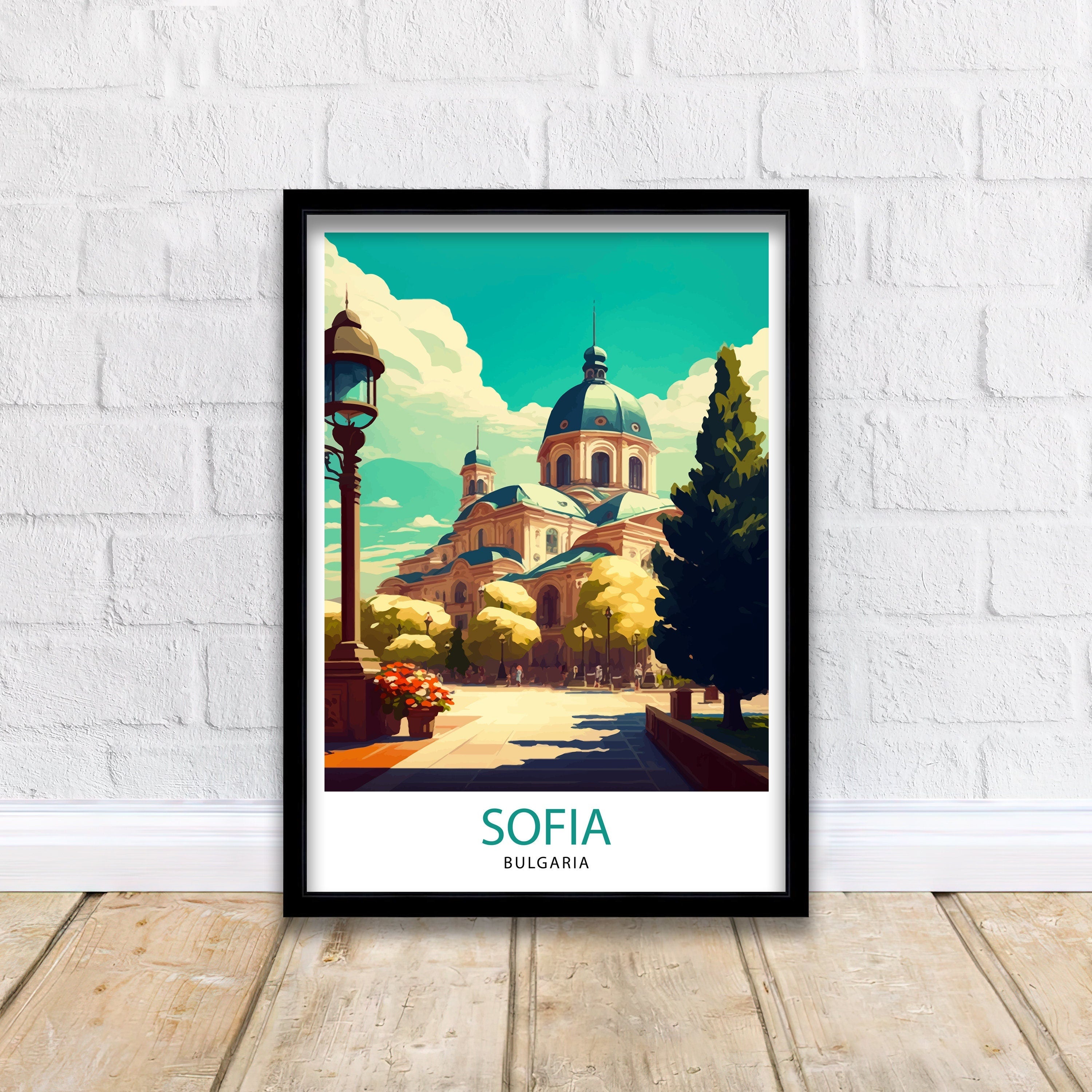 Sofia Spain Travel Print, Architectural Illustration Art