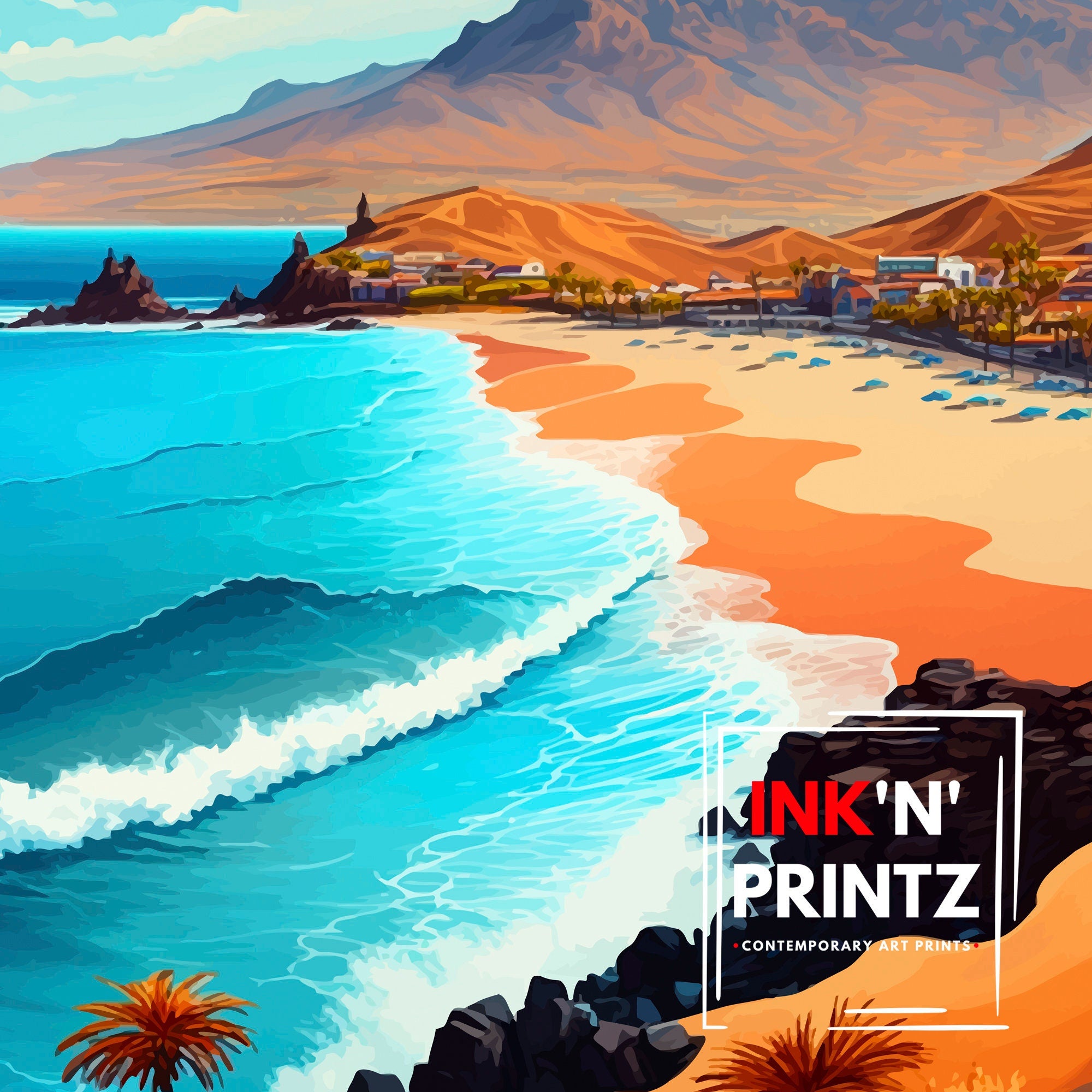 Tenerife Beach Print, Spain Travel Poster