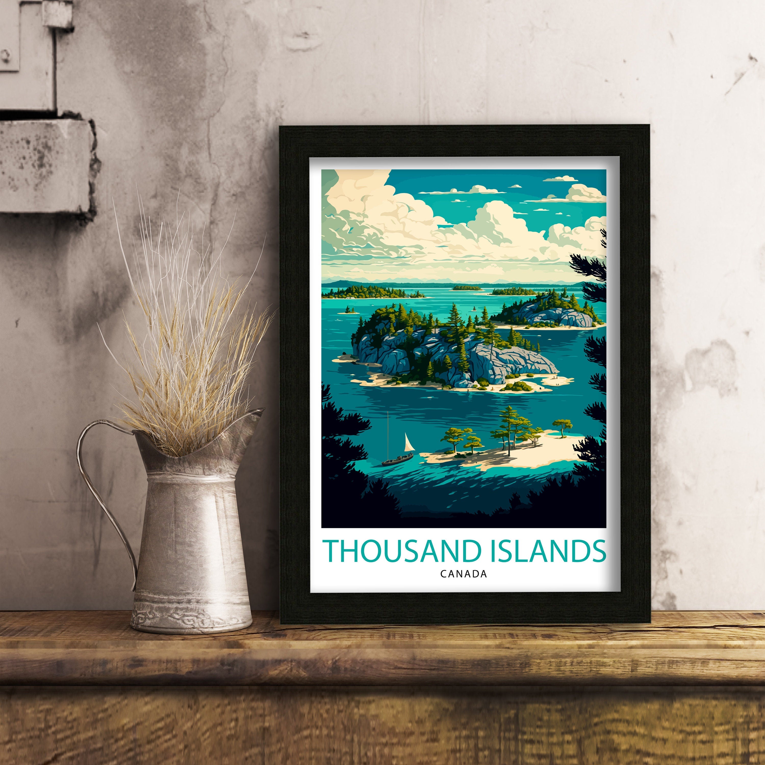 Thousand Islands Canada Travel Illustration Print