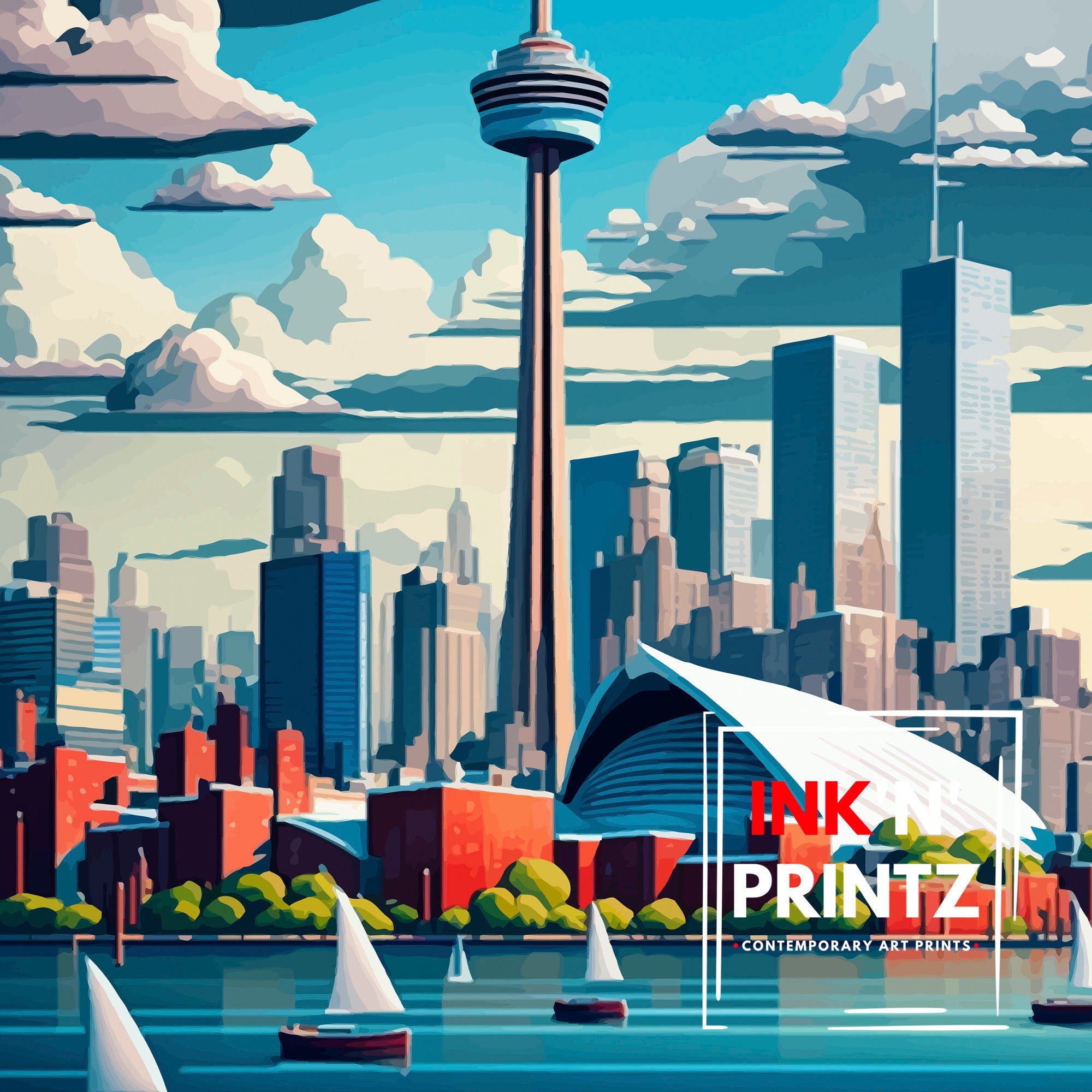 Toronto Skyline Art Print, Canada Travel Poster