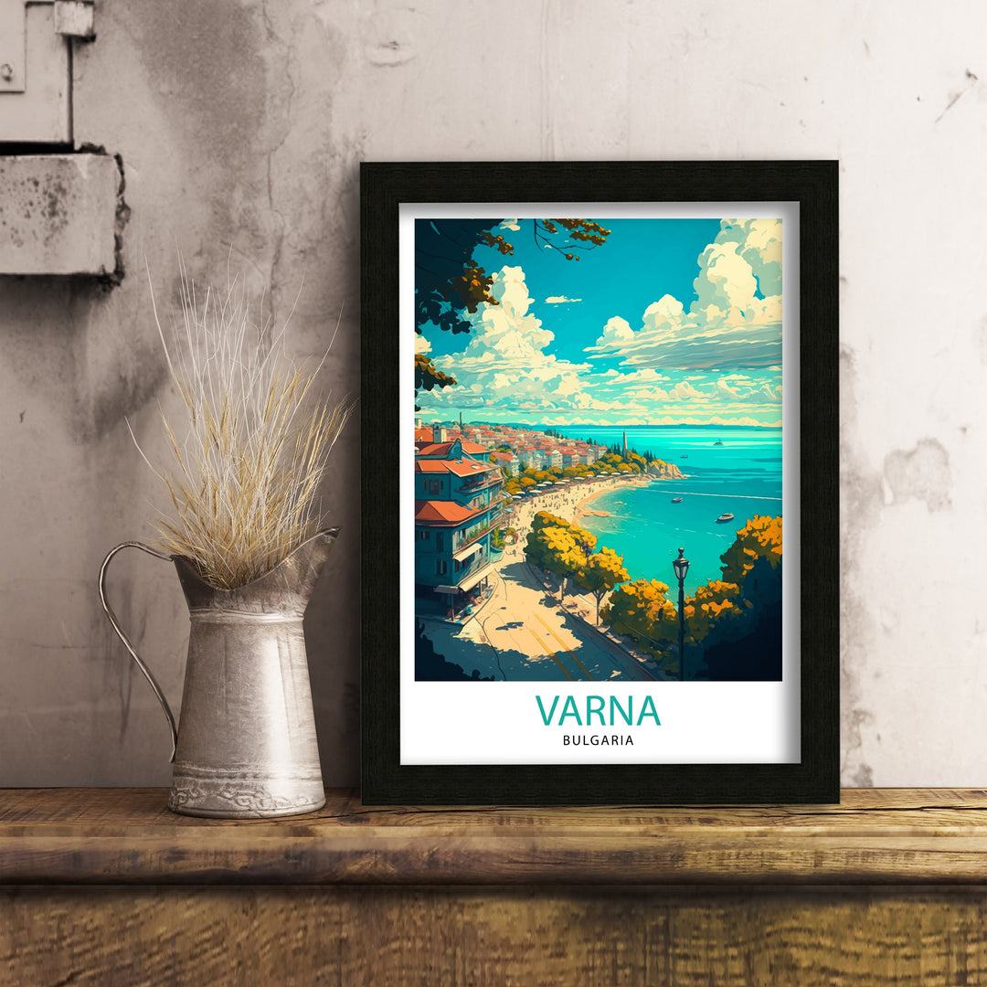 Varna Bulgaria Travel Poster , Varna Wall Art, Varna Home Decor, Varna Illustration, Bulgaria Travel Poster, Gift For Bulgaria Home Decor