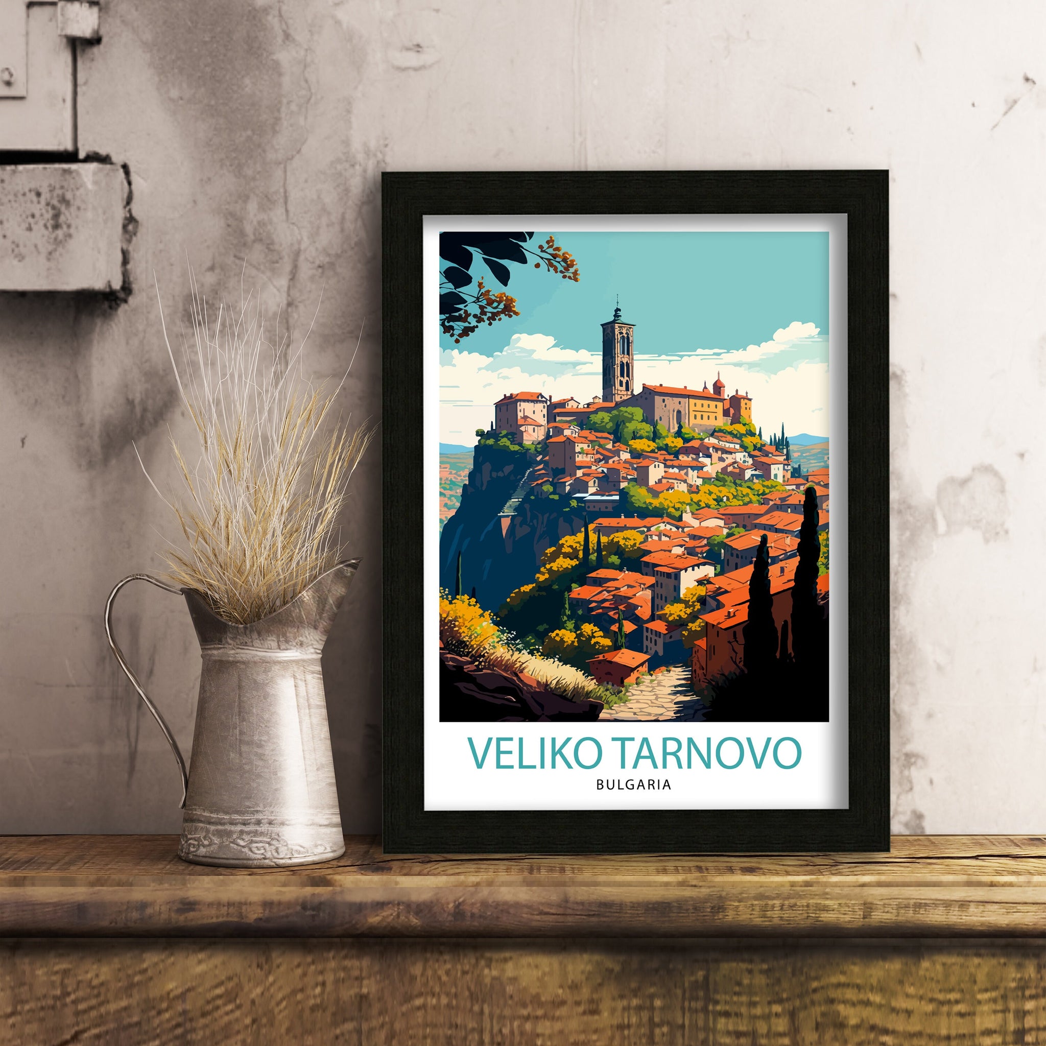 Veliko Tarnovo Bulgaria Travel Illustration Art Print