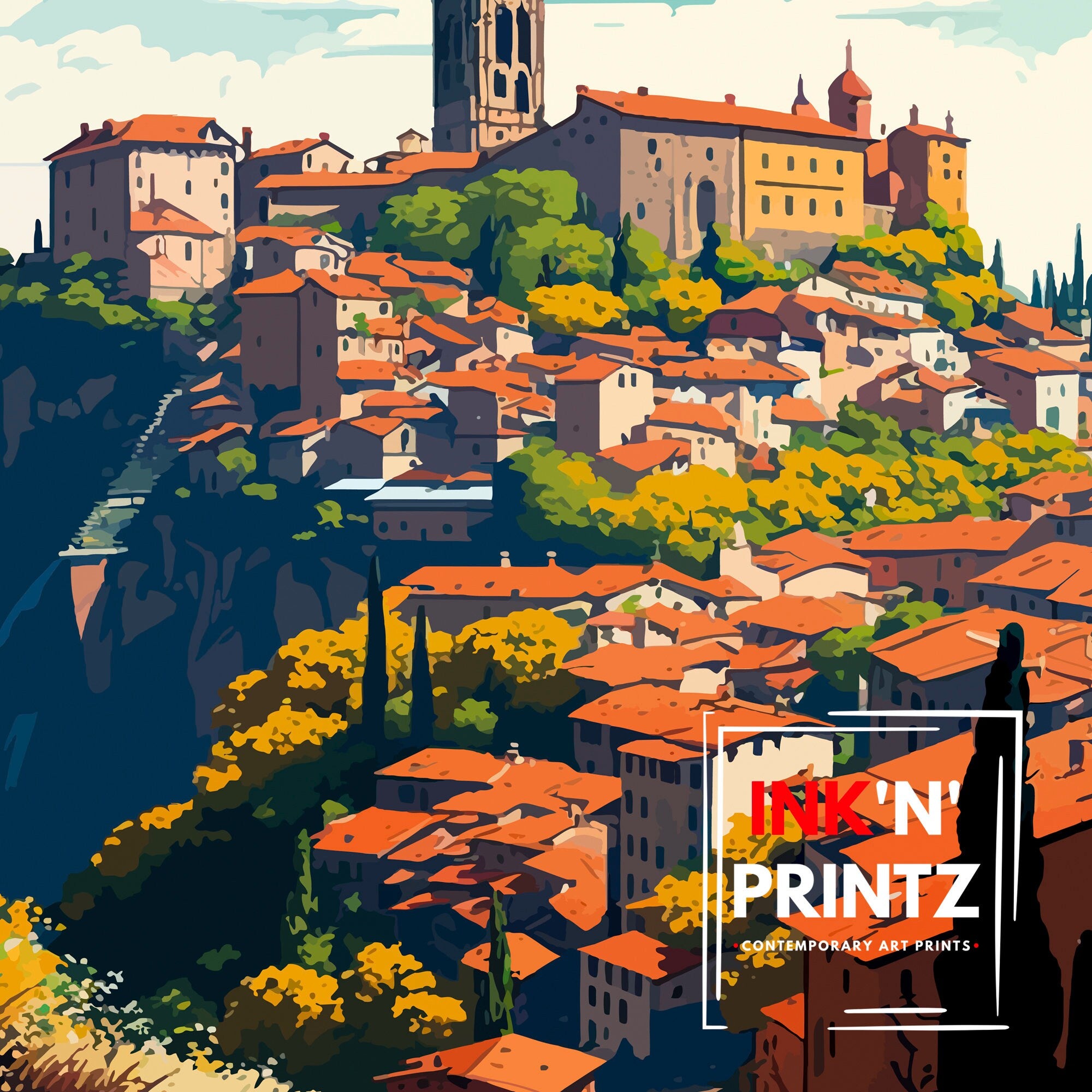 Veliko Tarnovo Bulgaria Travel Illustration Art Print