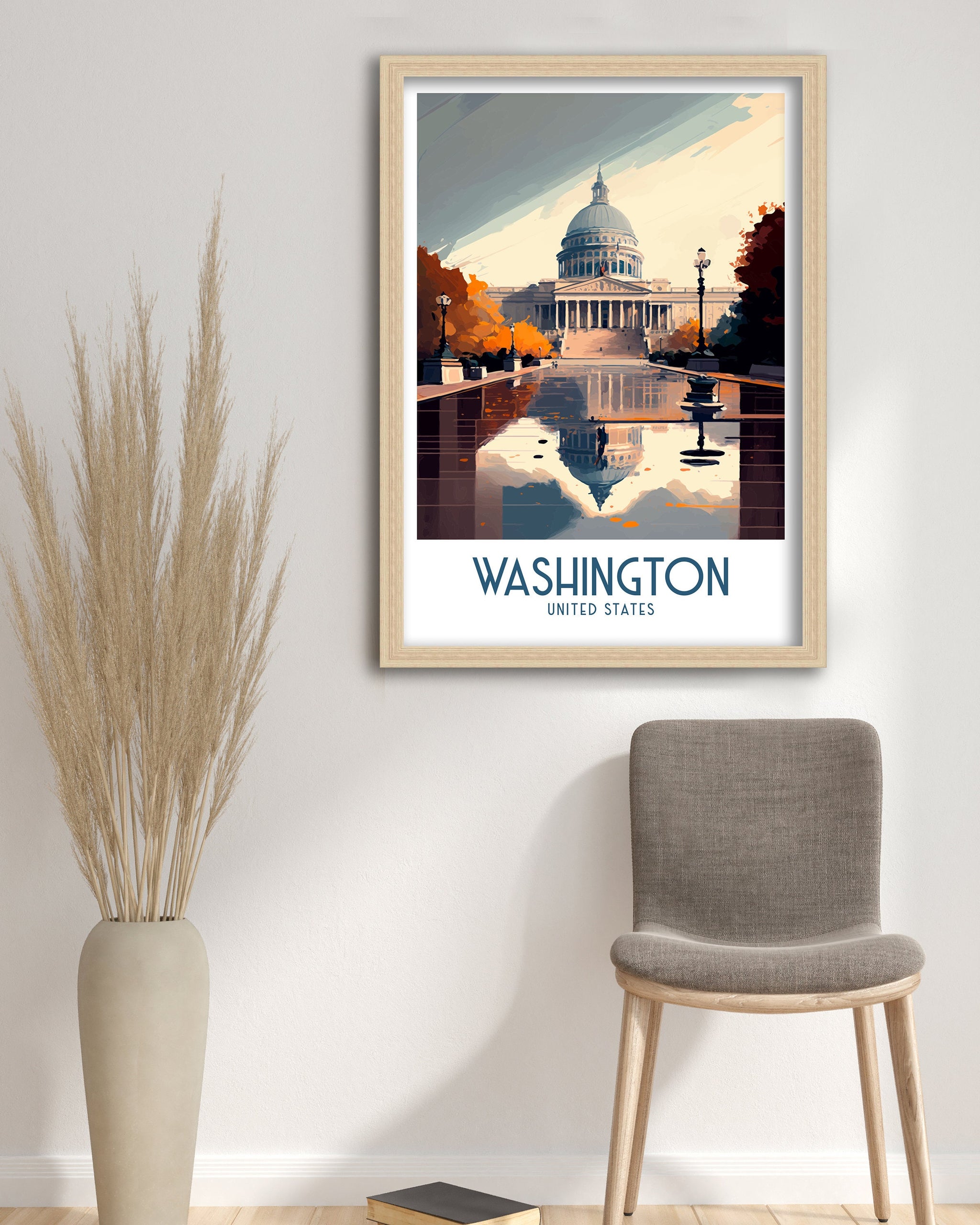 Washington DC Travel Poster | Capitol Building Illustration
