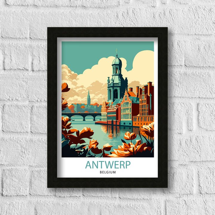 Antwerp Belgium Travel Poster Antwerp