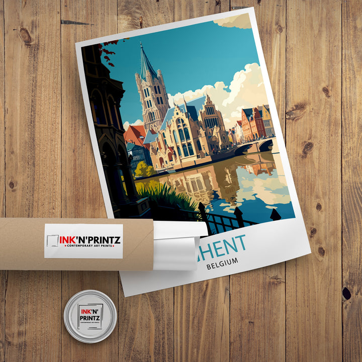 Ghent Belgium Travel Poster Ghent