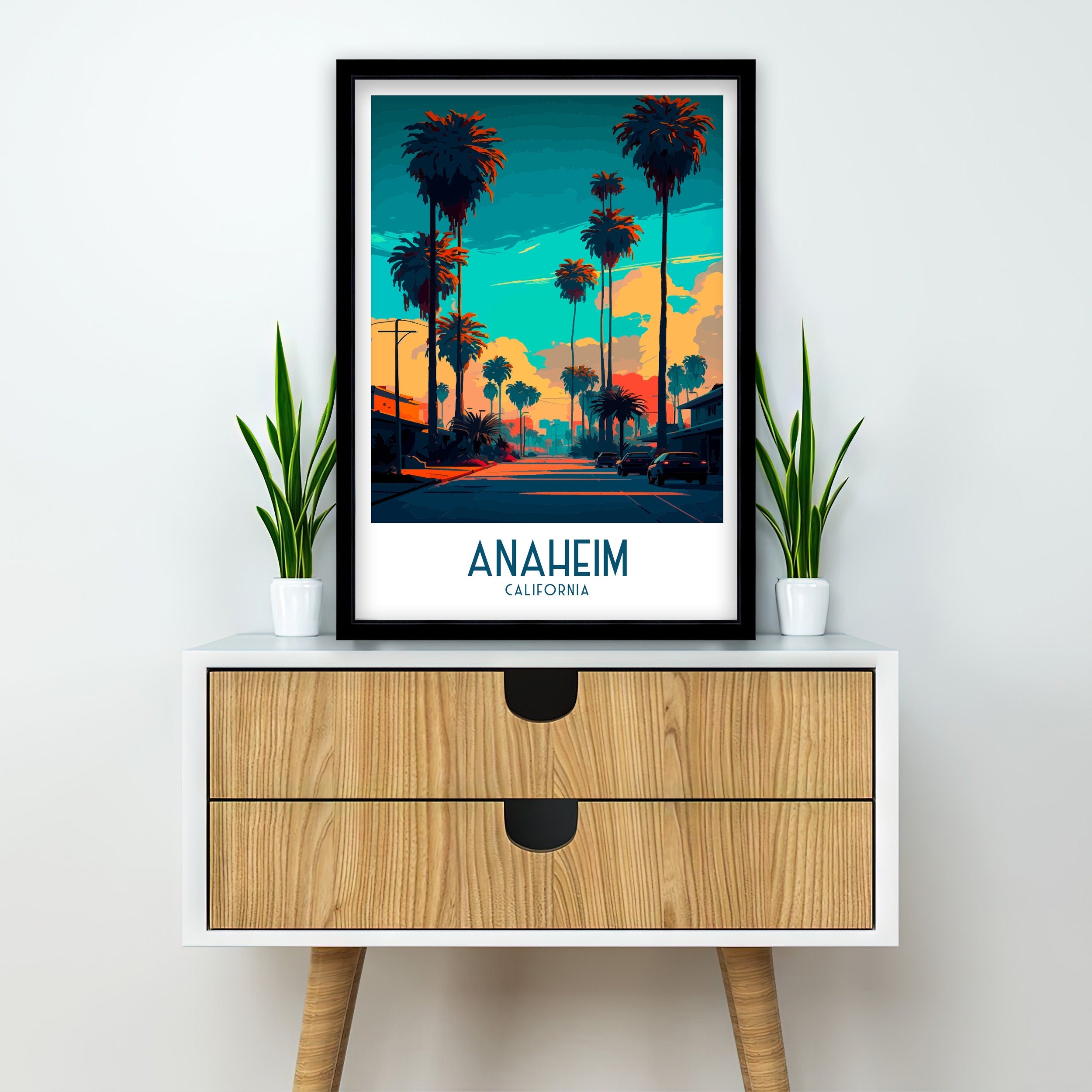 Anaheim California Travel Print | Disneyland Art Poster