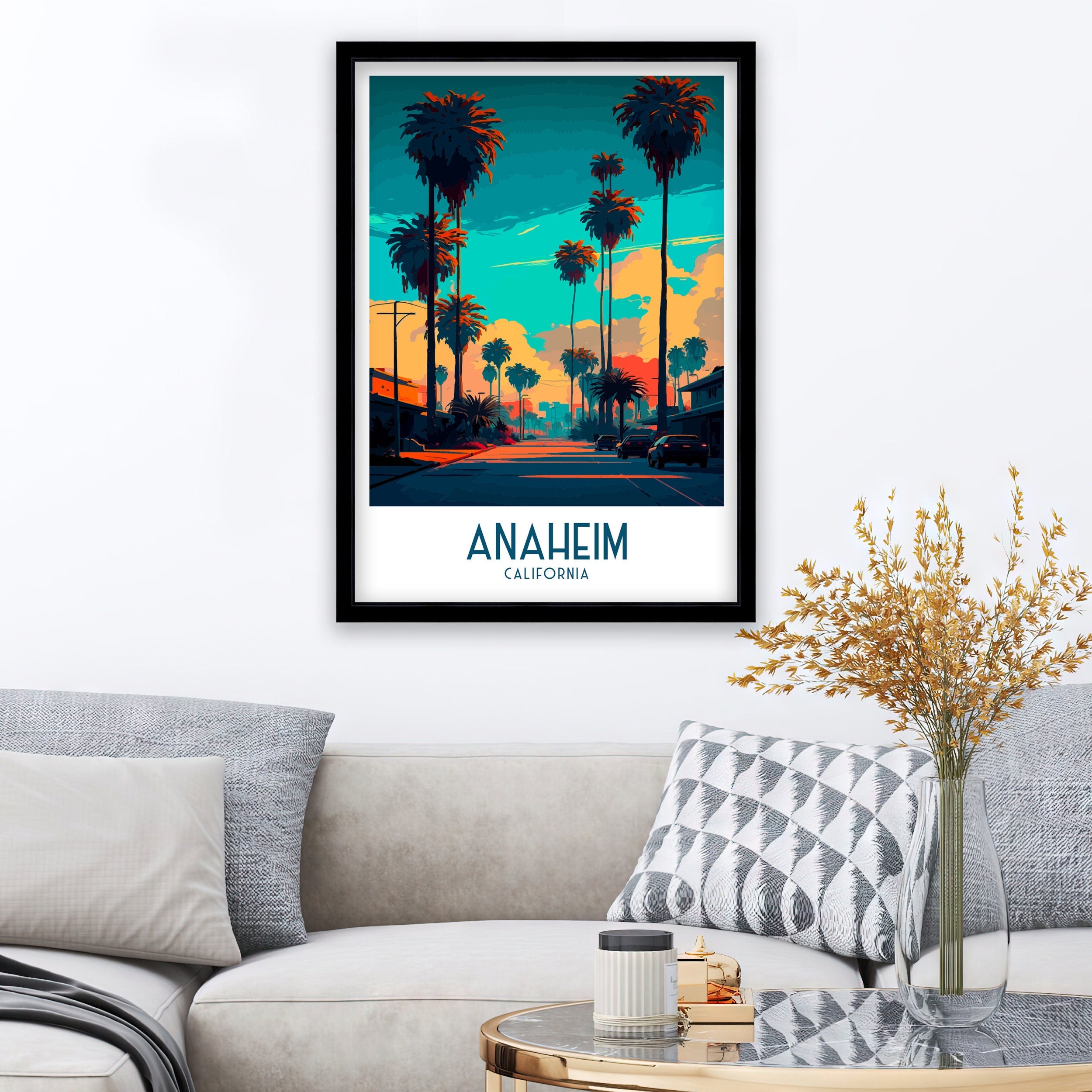 Anaheim California Travel Print | Disneyland Art Poster