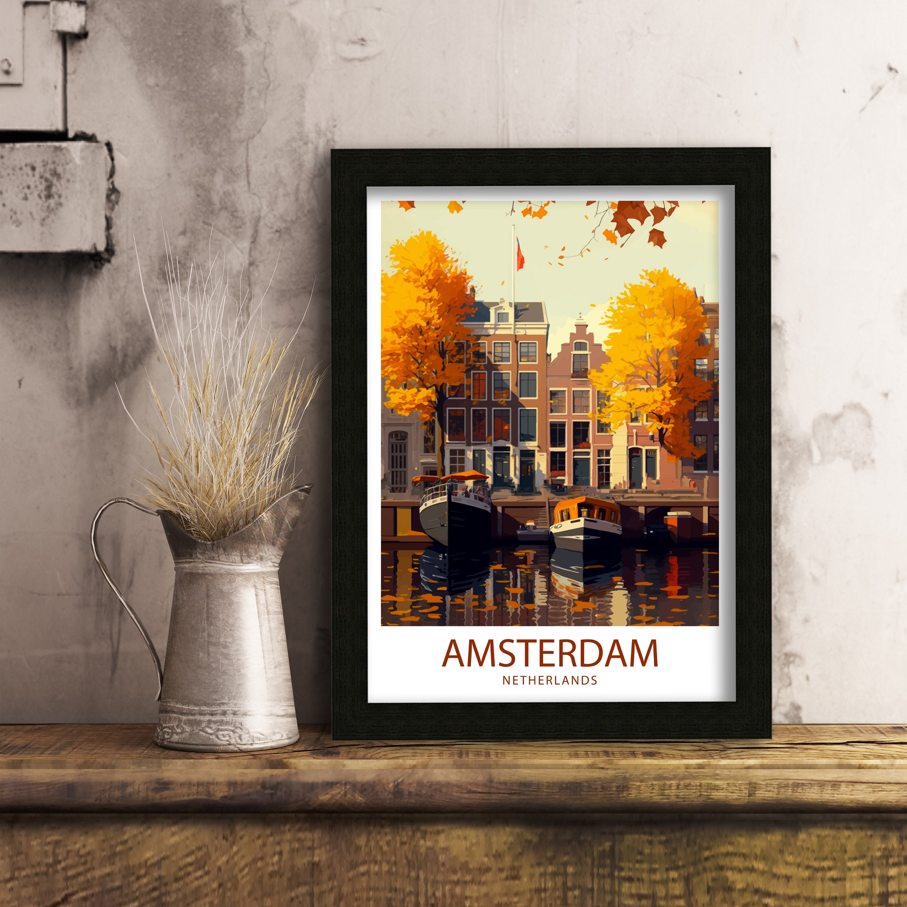 Amsterdam Canal Art Print | Netherlands Travel Poster