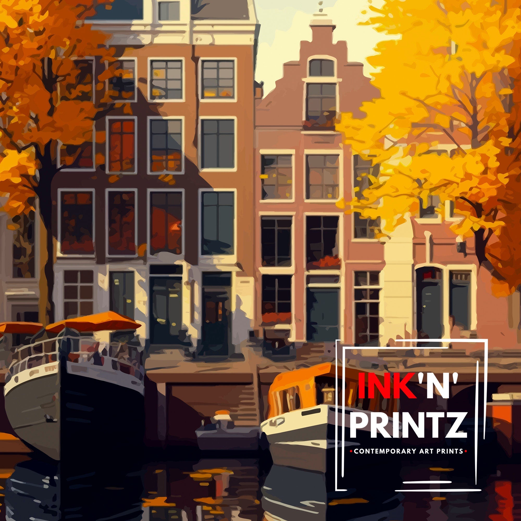 Amsterdam Canal Art Print | Netherlands Travel Poster