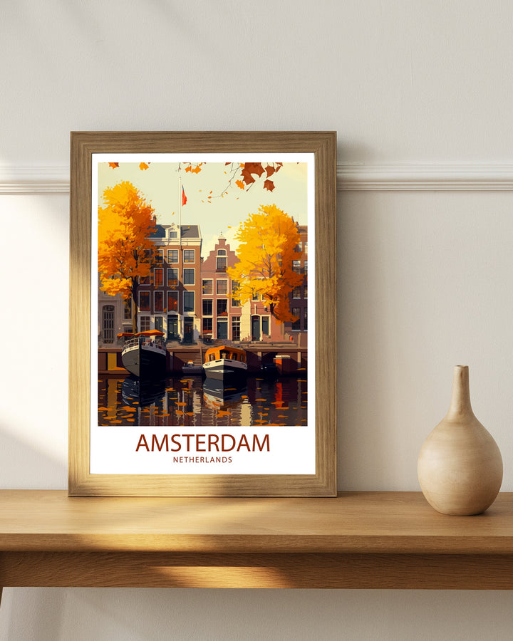 Amsterdam Travel Poster Amsterdam Wall Art Amsterdam Home Decor Amsterdam Illustration Travel Poster Netherlands Poster Gift for Amsterdam