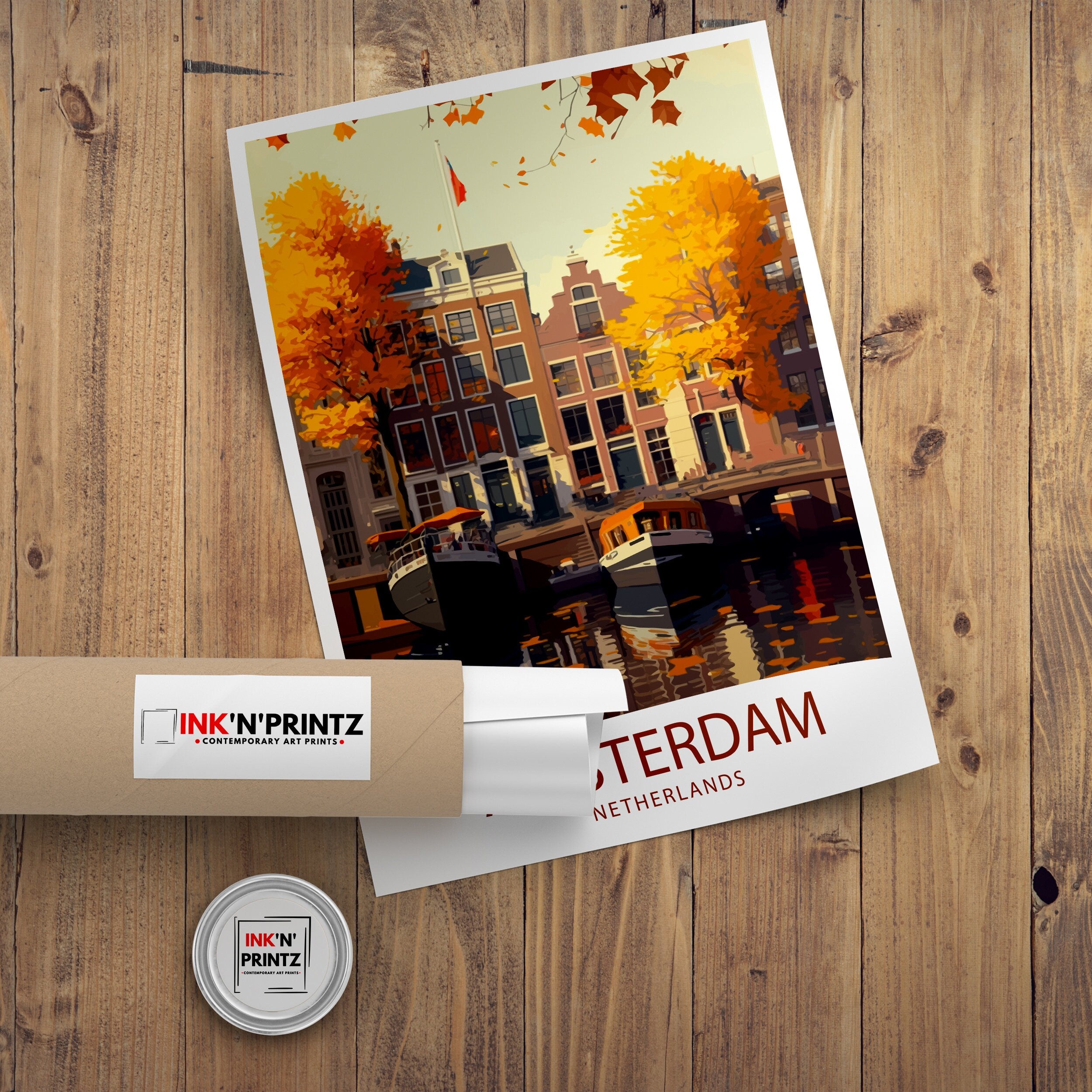 Amsterdam Canal Art Print | Netherlands Travel Poster