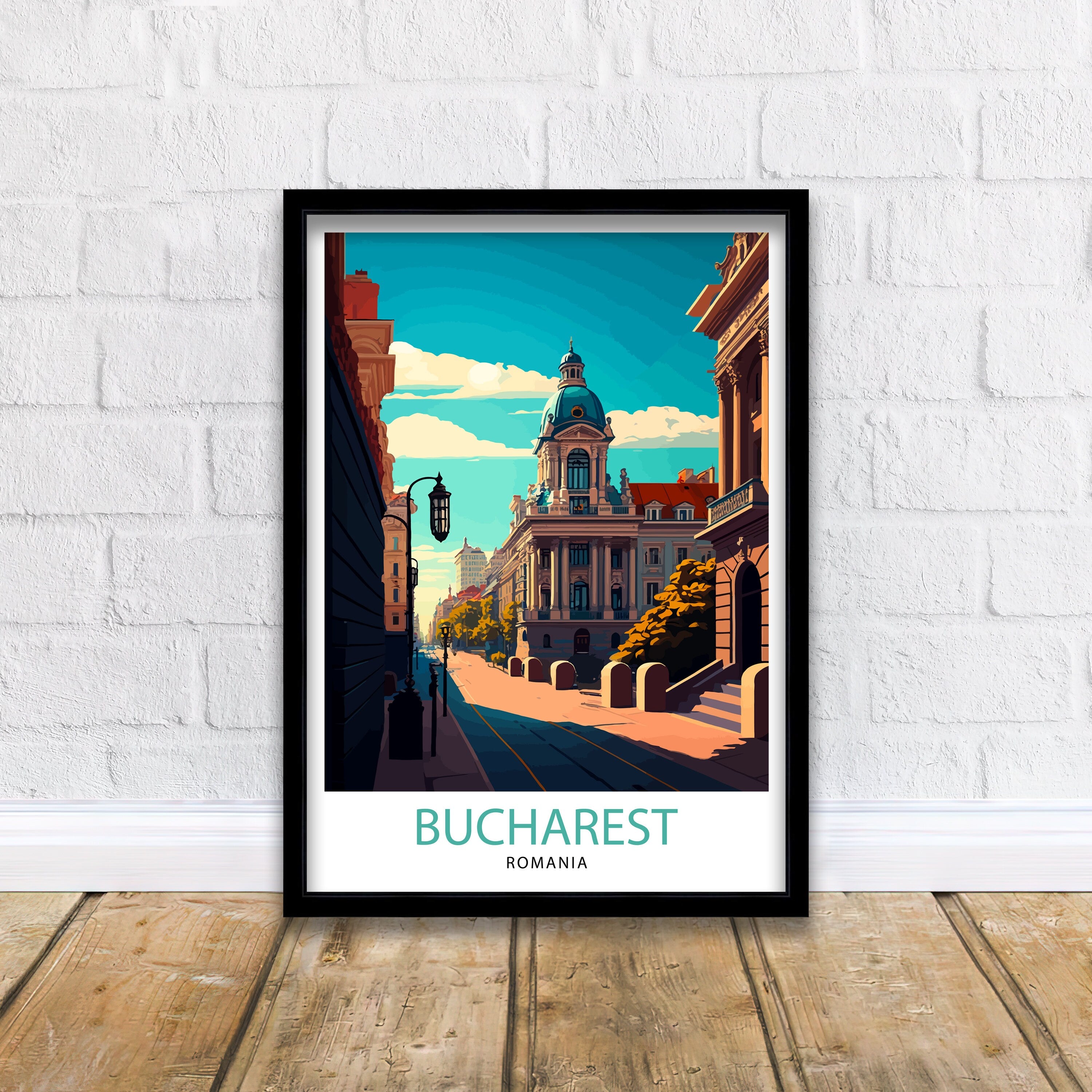 Bucharest Illustration Print, Romania Travel Poster