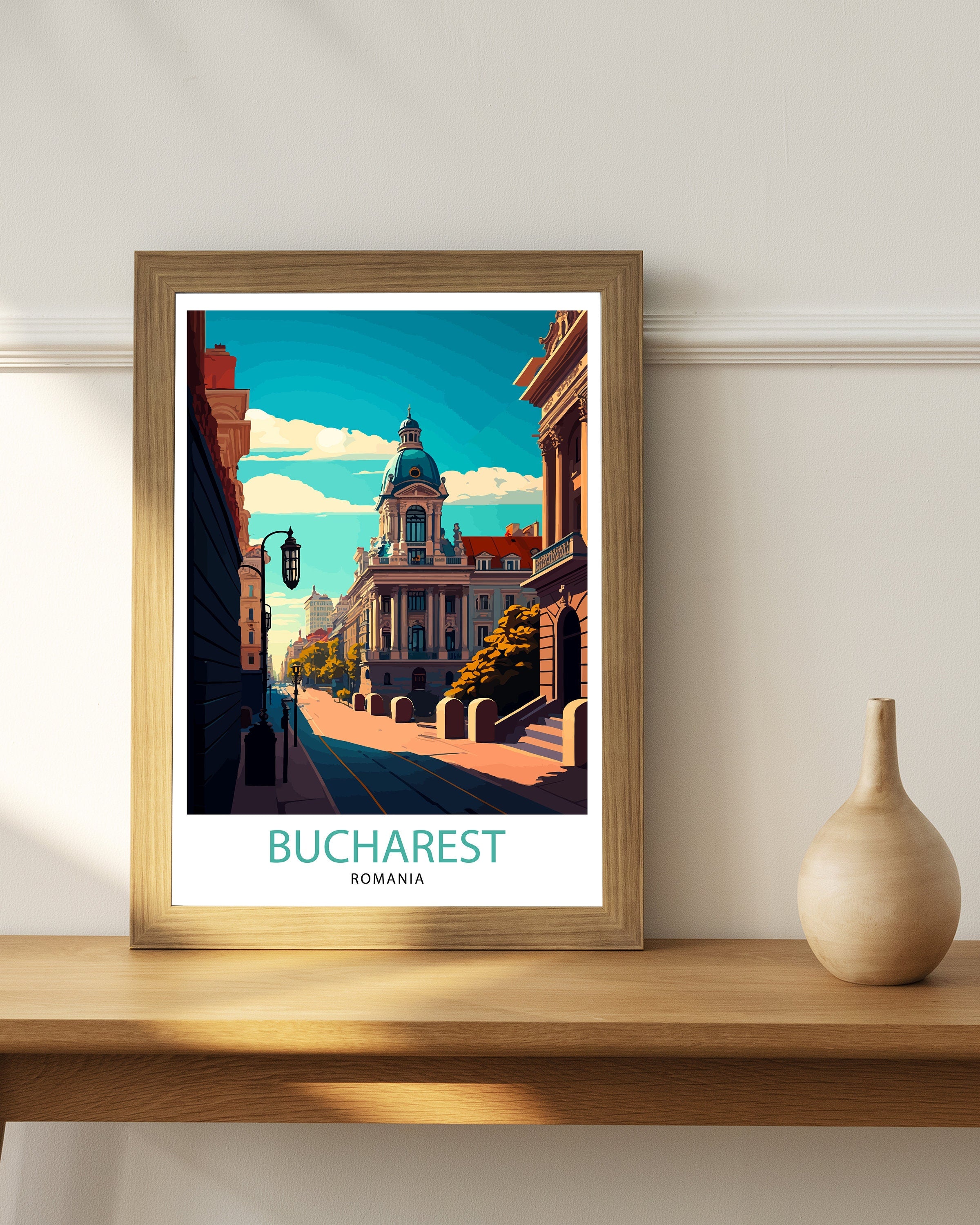 Bucharest Illustration Print, Romania Travel Poster