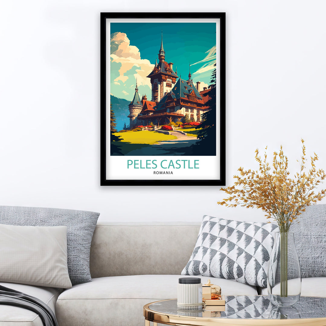 Peles Castle Romania Travel Poster Peles Castle