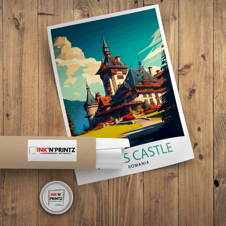 Peles Castle Romania Travel Poster Peles Castle