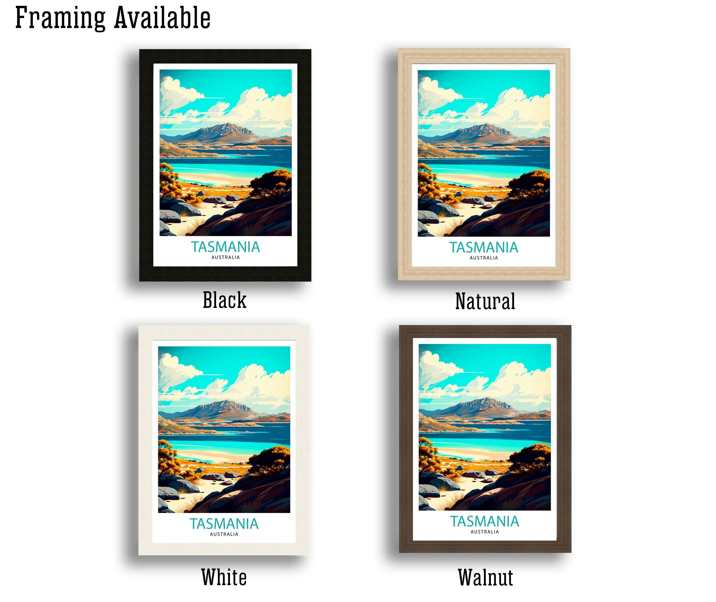 Tasmania Travel Poster: Australian Coastal Illustration Art Print