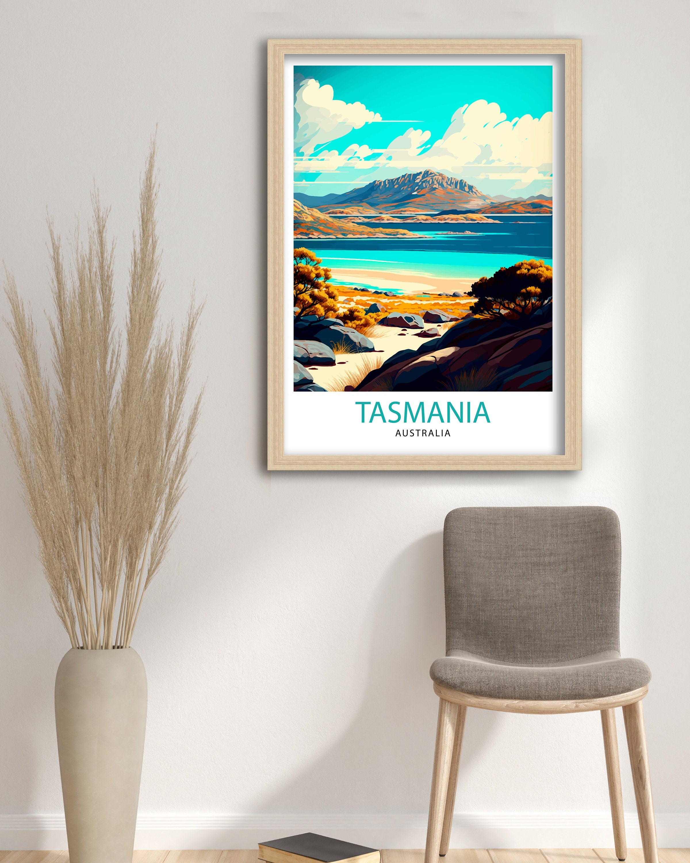 Tasmania Travel Poster: Australian Coastal Illustration Art Print