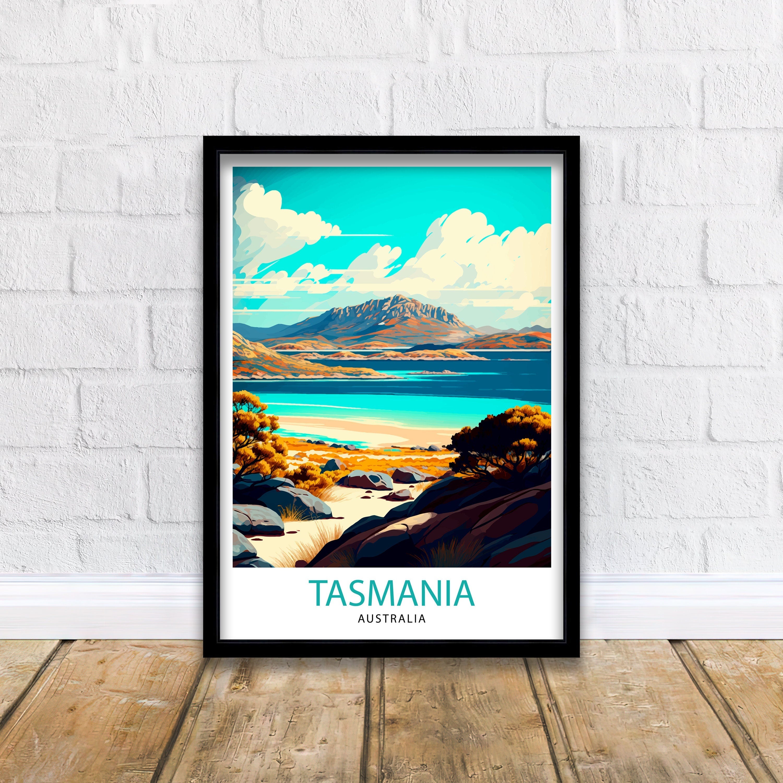 Tasmania Travel Poster: Australian Coastal Illustration Art Print