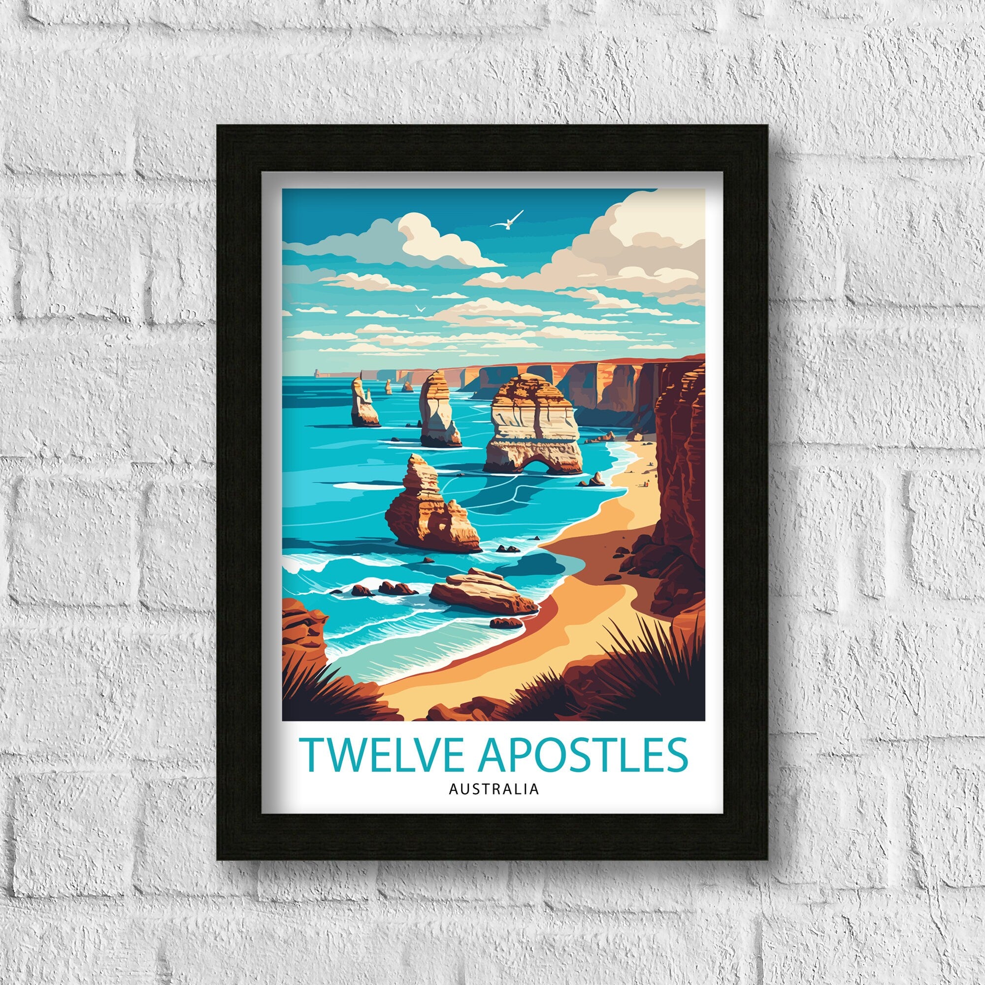 Twelve Apostles Australia Travel Poster, Coastal Print