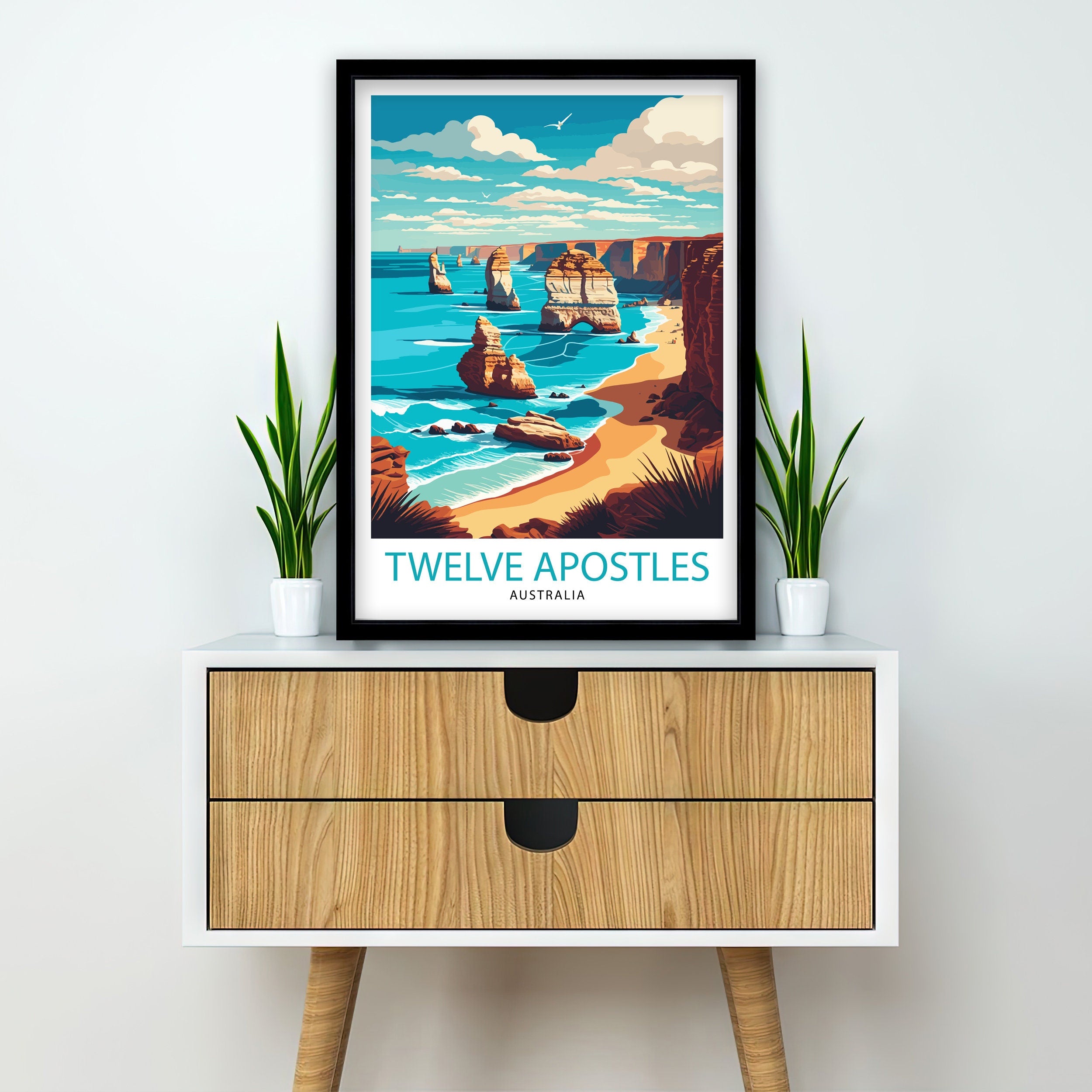 Twelve Apostles Australia Travel Poster, Coastal Print