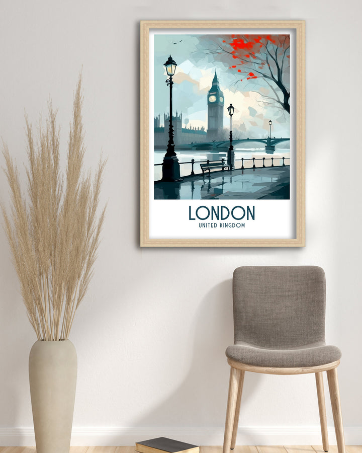 London Travel Poster London Wall Art London Home Decor London Illustration Travel Poster Gift For London UK Home Decor