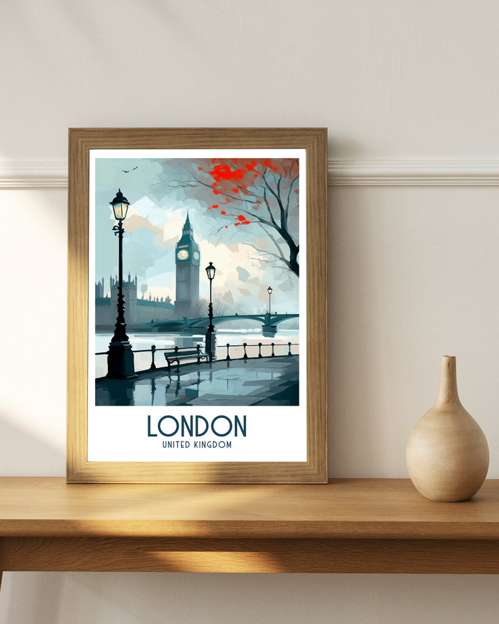 London Travel Poster London Wall Art London Home Decor London Illustration Travel Poster Gift For London UK Home Decor