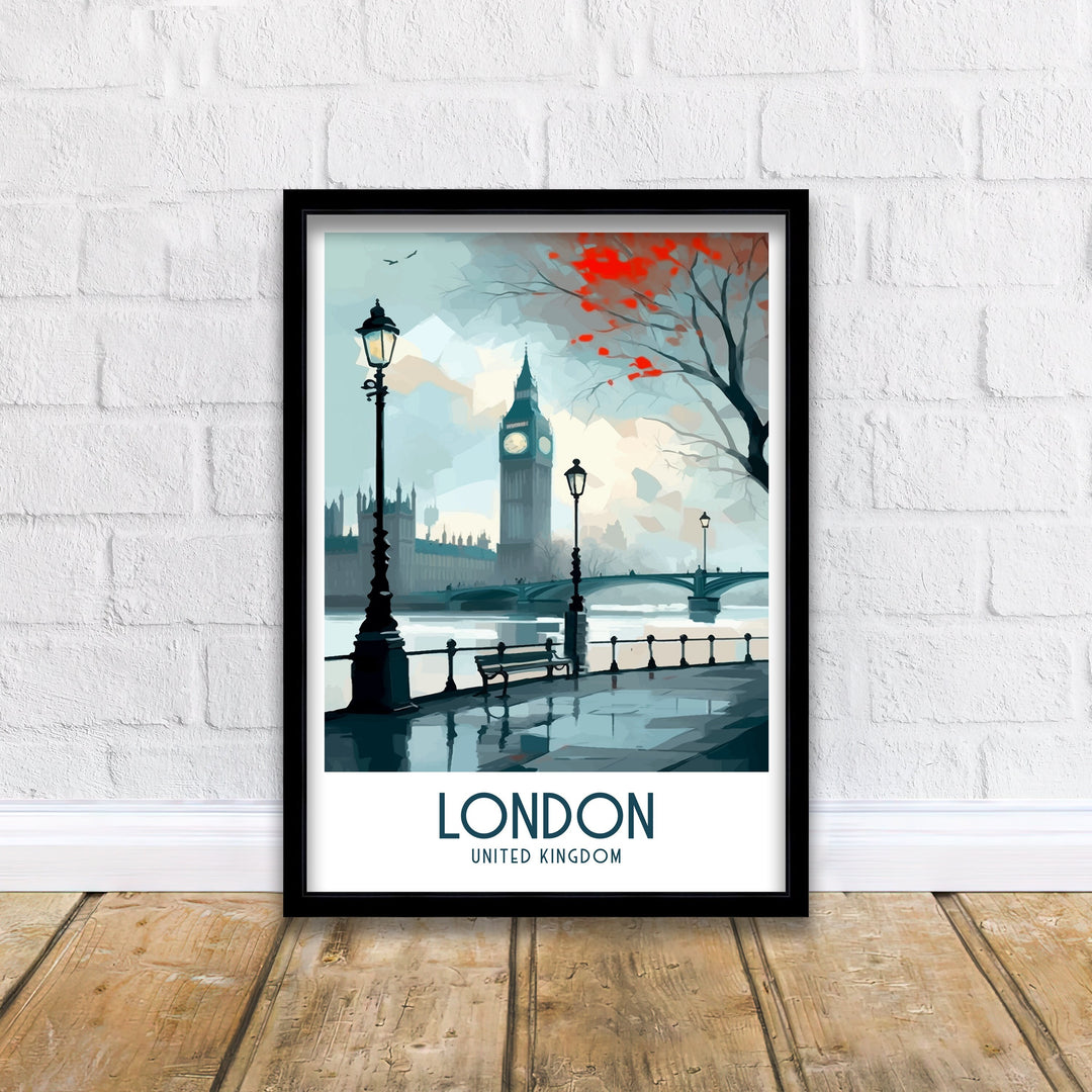 London Travel Poster London Wall Art London Home Decor London Illustration Travel Poster Gift For London UK Home Decor