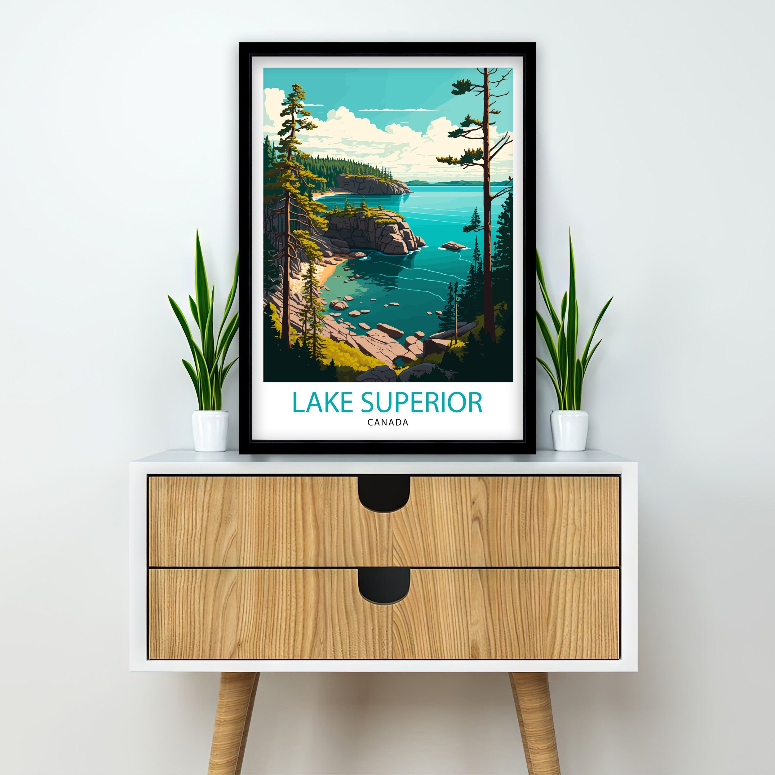 Lake Superior Canada Travel Poster, Scenic Wall Art