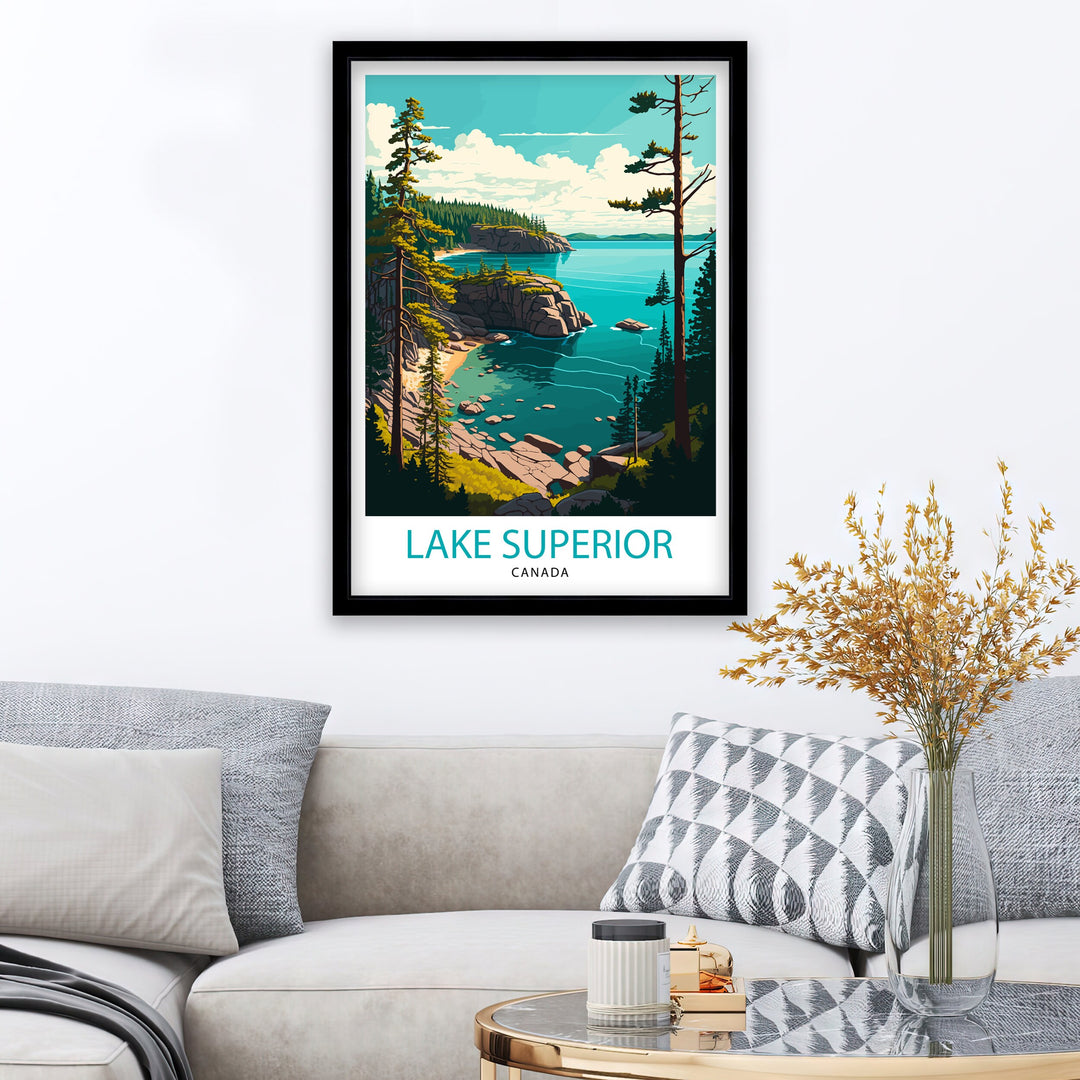 Lake Superior Canada Travel Poster Lake Superior Wall Art Canada Travel Poster Lake Superior Home Decor Lake Superior Illustration Gift