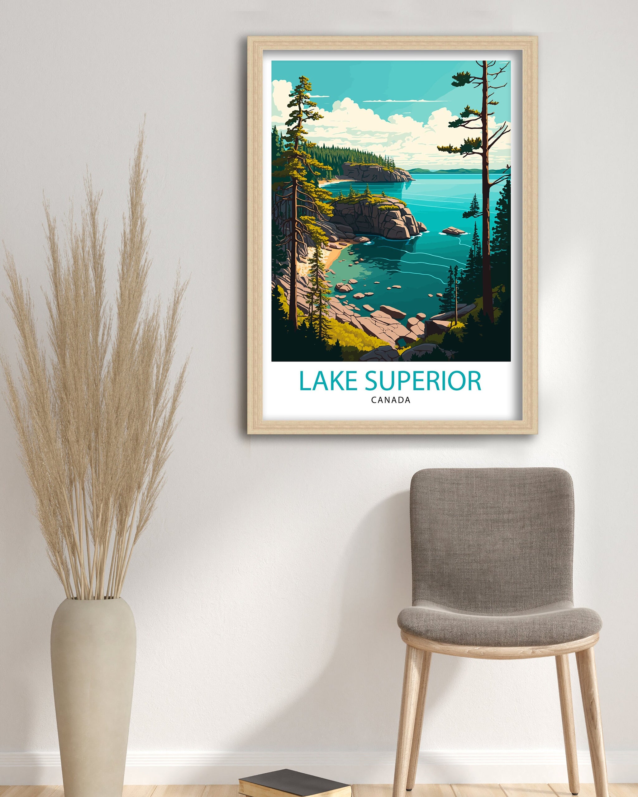 Lake Superior Canada Travel Poster, Scenic Wall Art