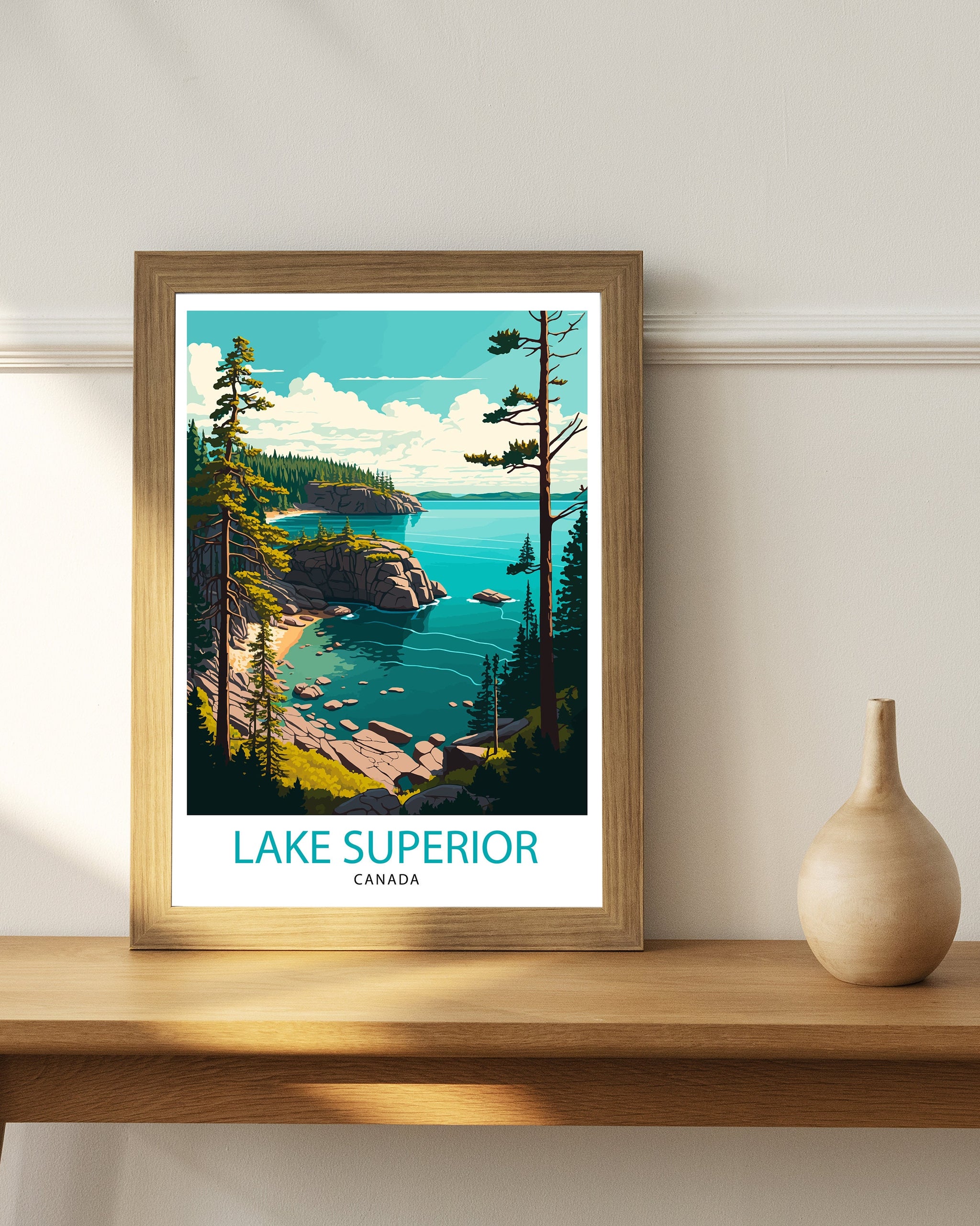 Lake Superior Canada Travel Poster, Scenic Wall Art