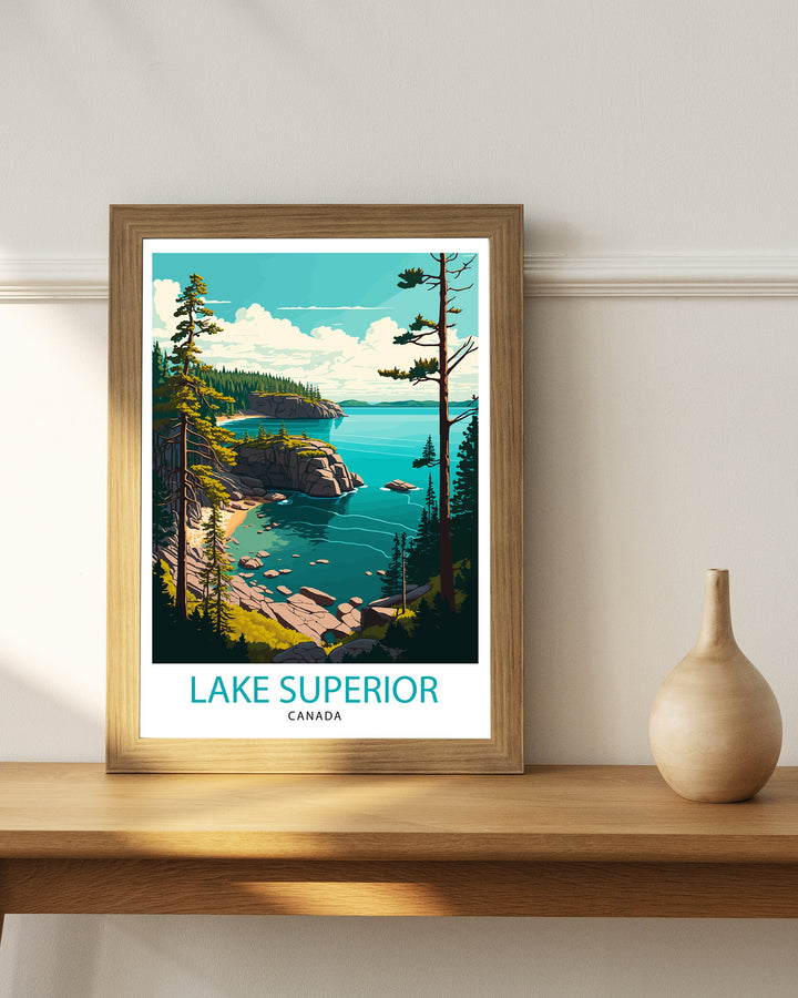 Lake Superior Canada Travel Poster Lake Superior Wall Art Canada Travel Poster Lake Superior Home Decor Lake Superior Illustration Gift