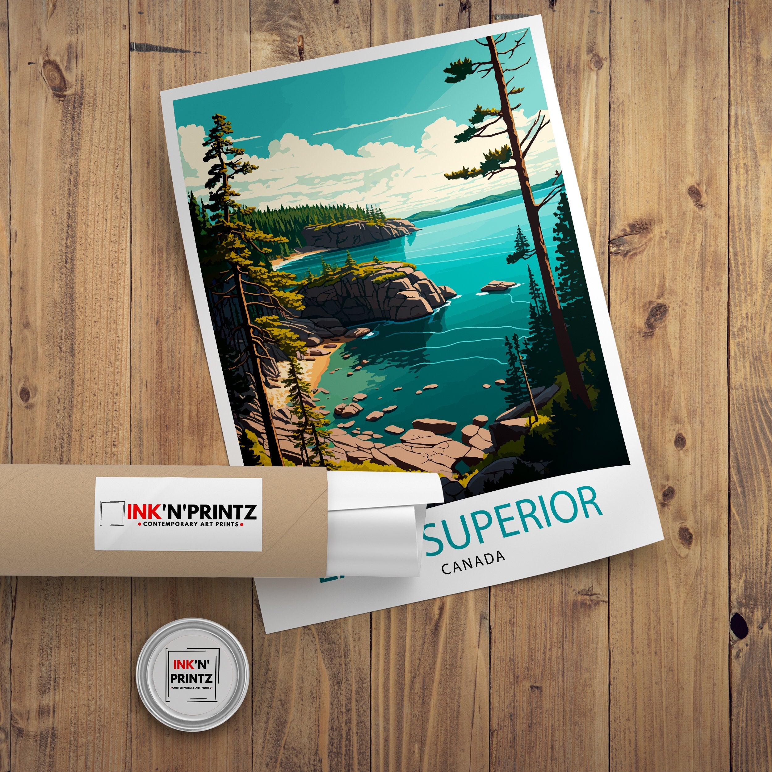 Lake Superior Canada Travel Poster, Scenic Wall Art