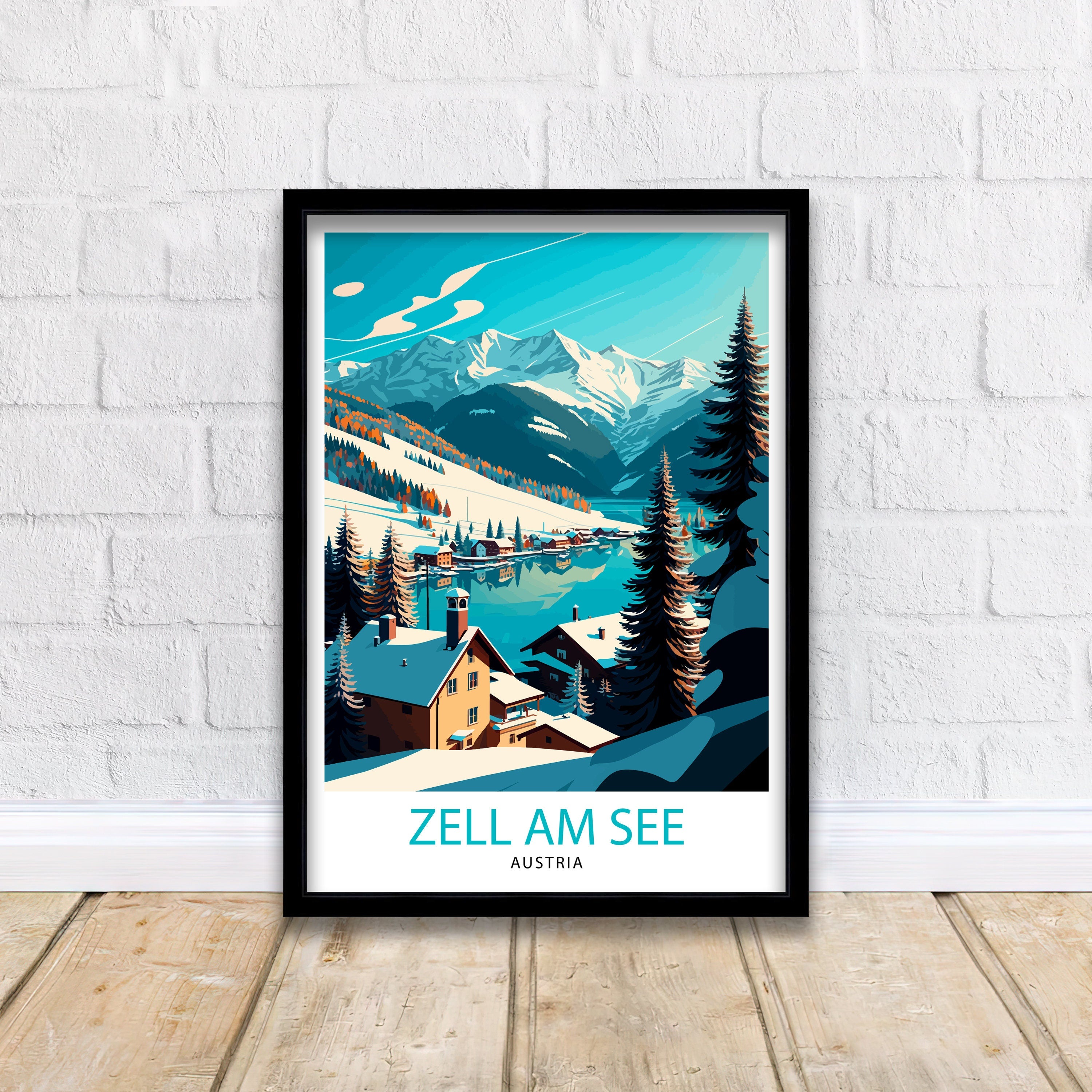Zell am See Austria Travel Poster, Alpine Lake Art Print