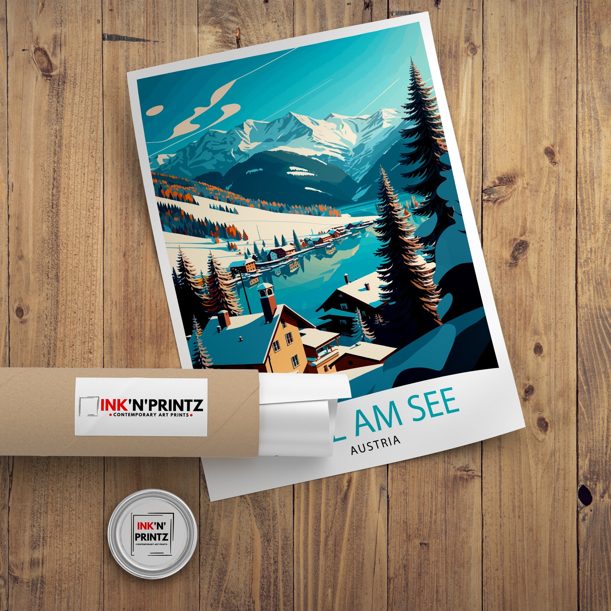Zell am See Austria Travel Poster, Alpine Lake Art Print
