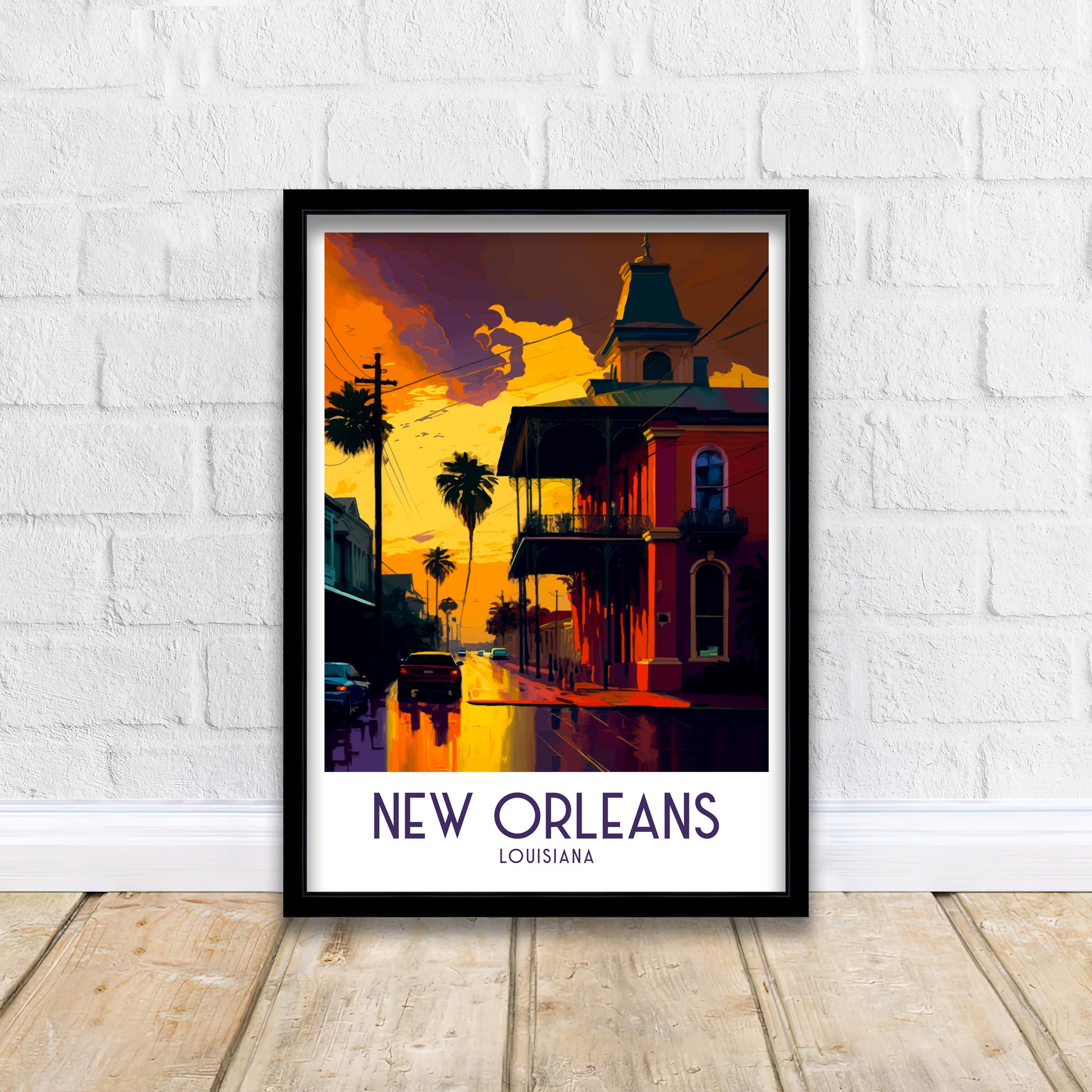 New Orleans Travel Poster | Louisiana Architecture Art Print