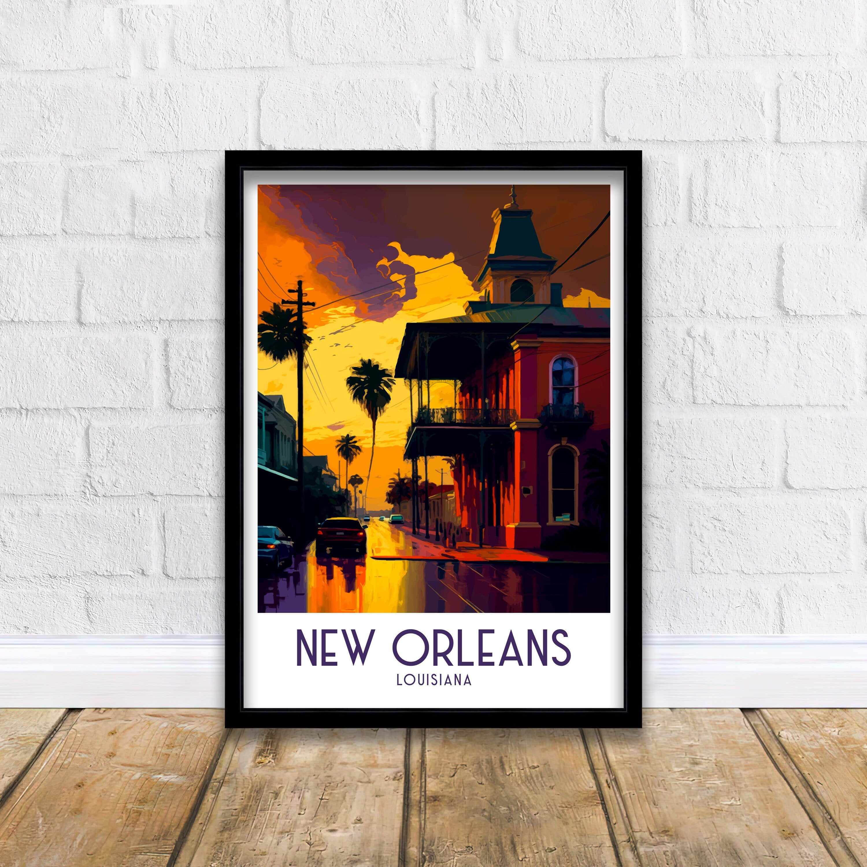 New Orleans Travel Poster | Louisiana Architecture Art Print