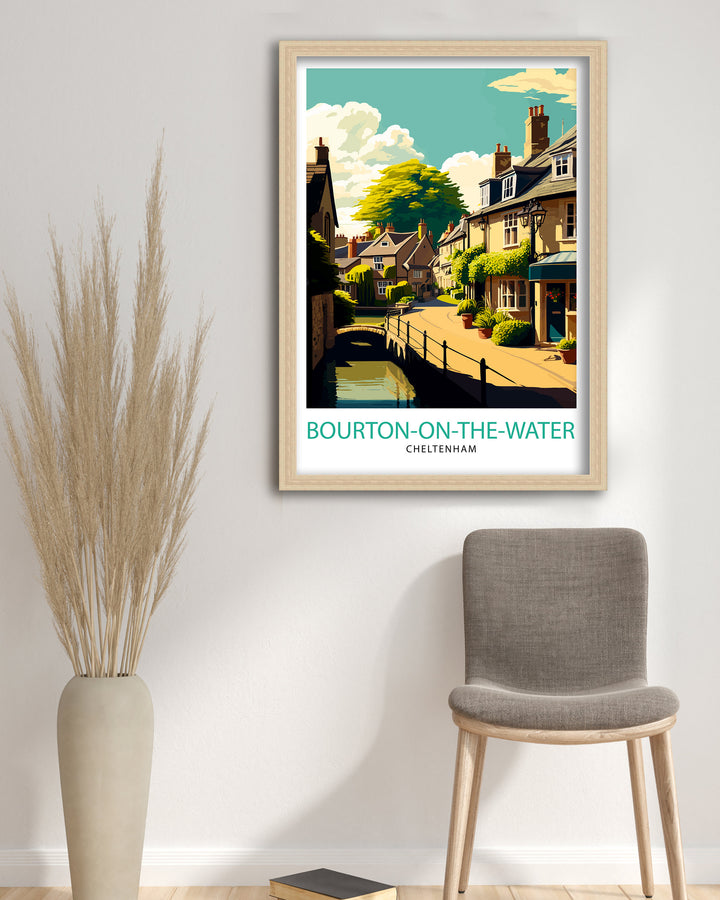 Bourton on Water Cotswolds Travel Poster Wall Art, Home Decor Cotswolds Illustration Travel Poster Gift for Travelers