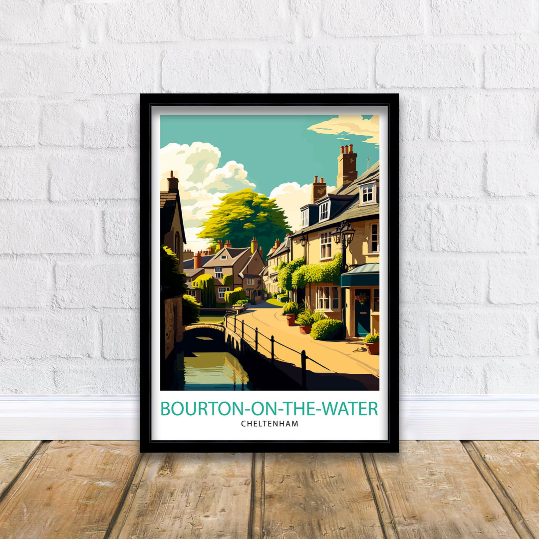 Bourton on Water Cotswolds Travel Poster Wall Art, Home Decor Cotswolds Illustration Travel Poster Gift for Travelers