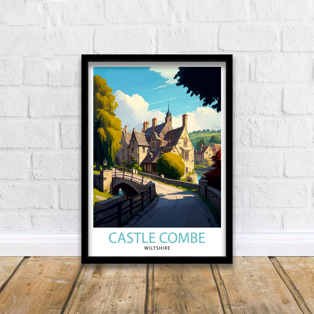 Castle Combe Wiltshire Travel Poster Castle Combe Wall Art Castle Combe Home Living Decor Castle Combe Illustration Travel Poster Castle