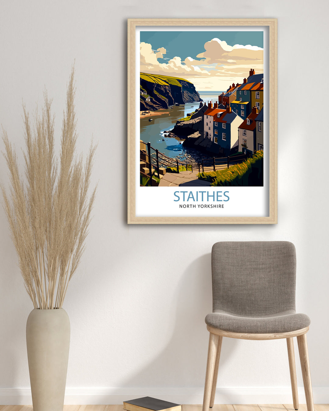 Staithes North Yorkshire Travel Poster Staithes Wall Art Staithes Illustration Travel Poster Staithes Home Decor