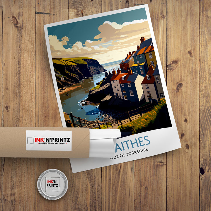 Staithes North Yorkshire Travel Poster Staithes Wall Art Staithes Illustration Travel Poster Staithes Home Decor