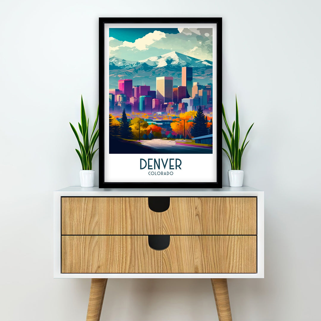 Denver Travel Poster Denver Wall Art Denver Poster Colorado Travel Poster Denver Cityscape Illustration Denver Skyline Poster Denver Home Decor