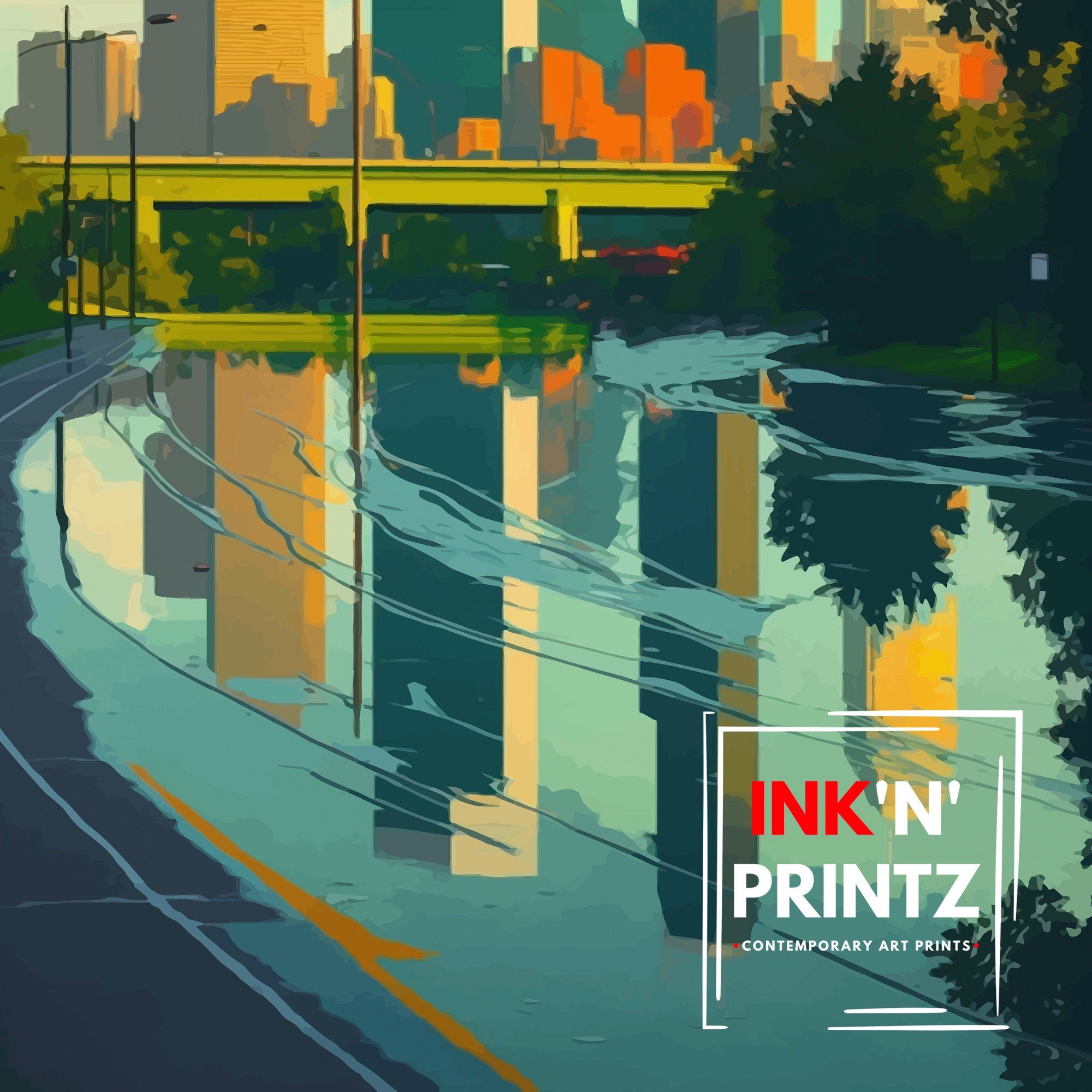 Houston Skyline Art Print | Texas Travel Poster