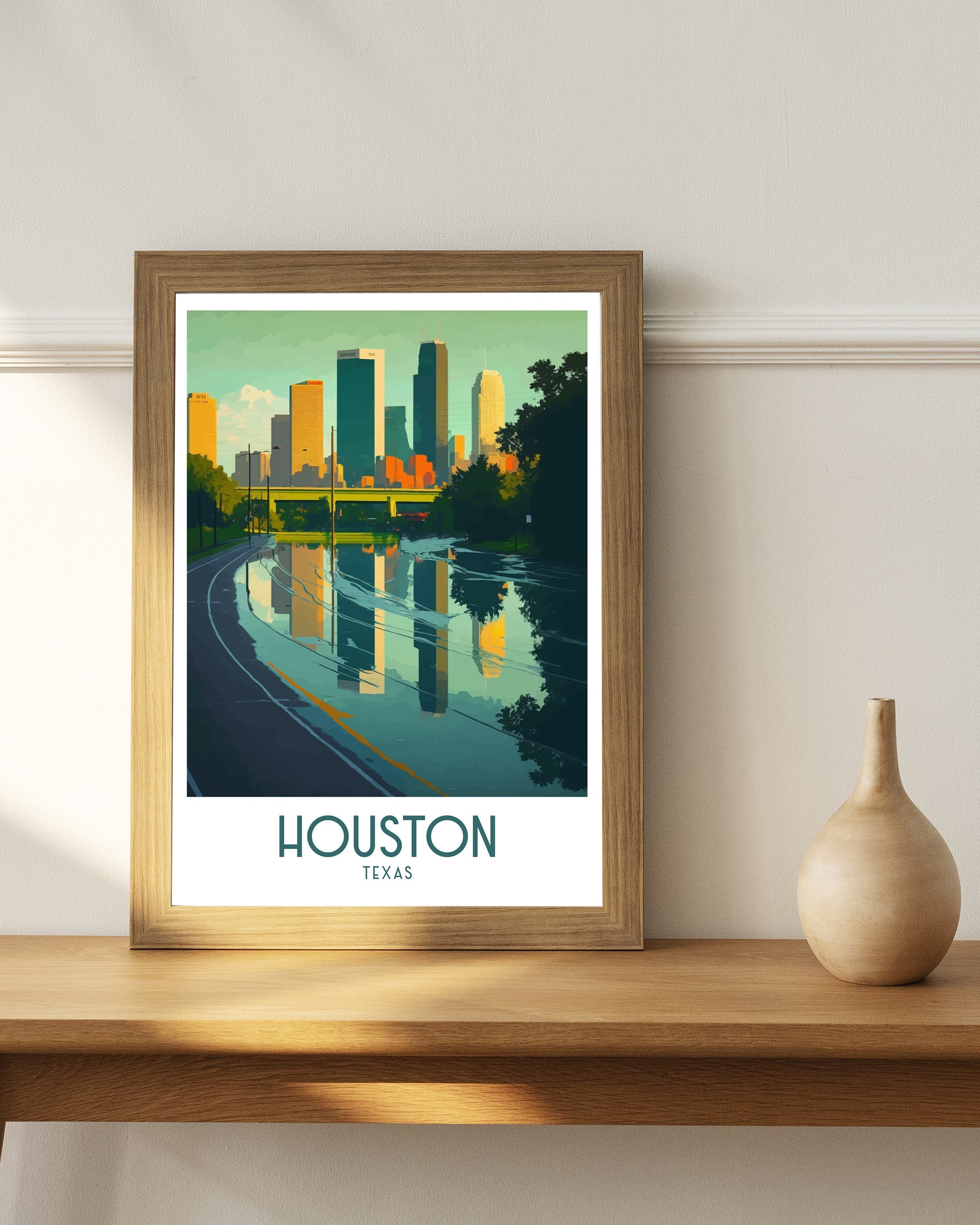 Houston Skyline Art Print | Texas Travel Poster