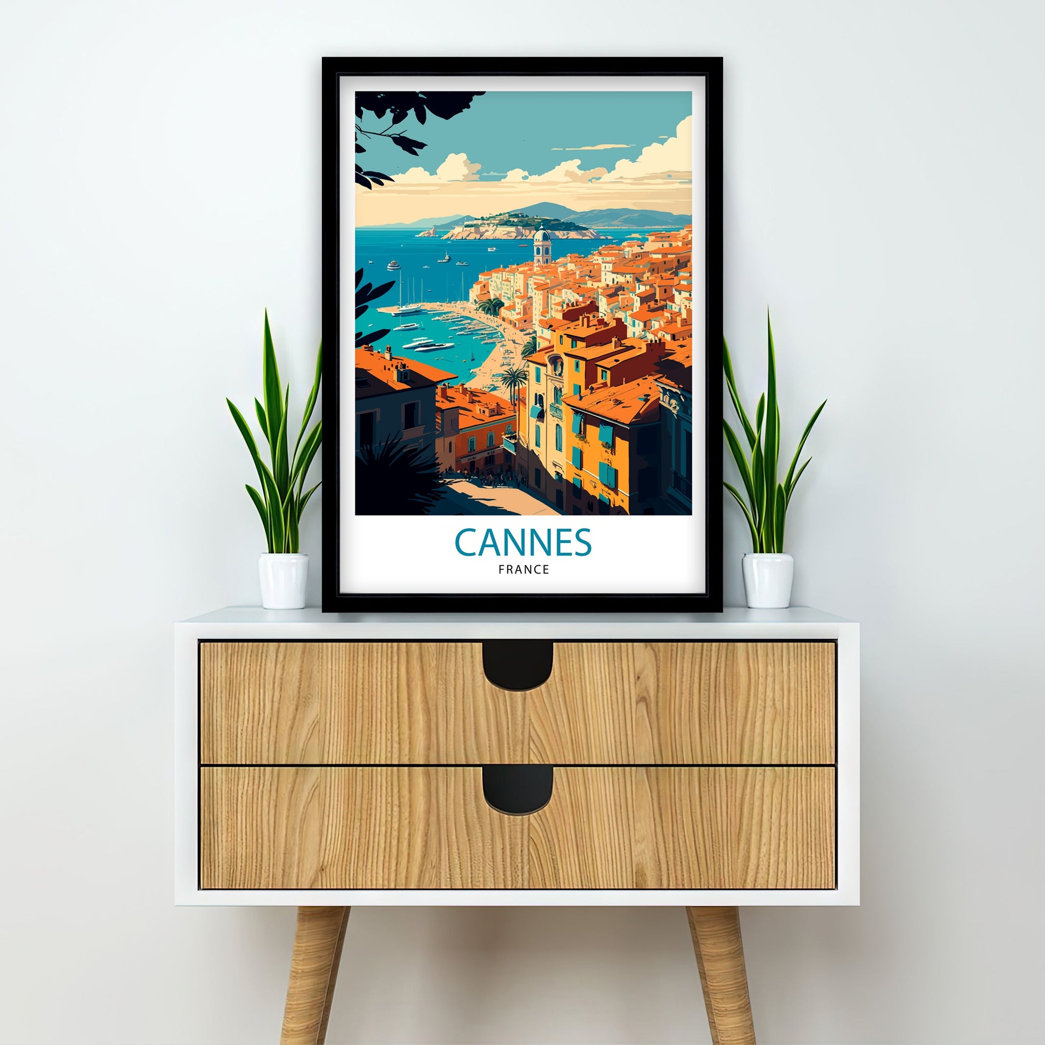 Cannes France Travel Print, French Riviera Illustration