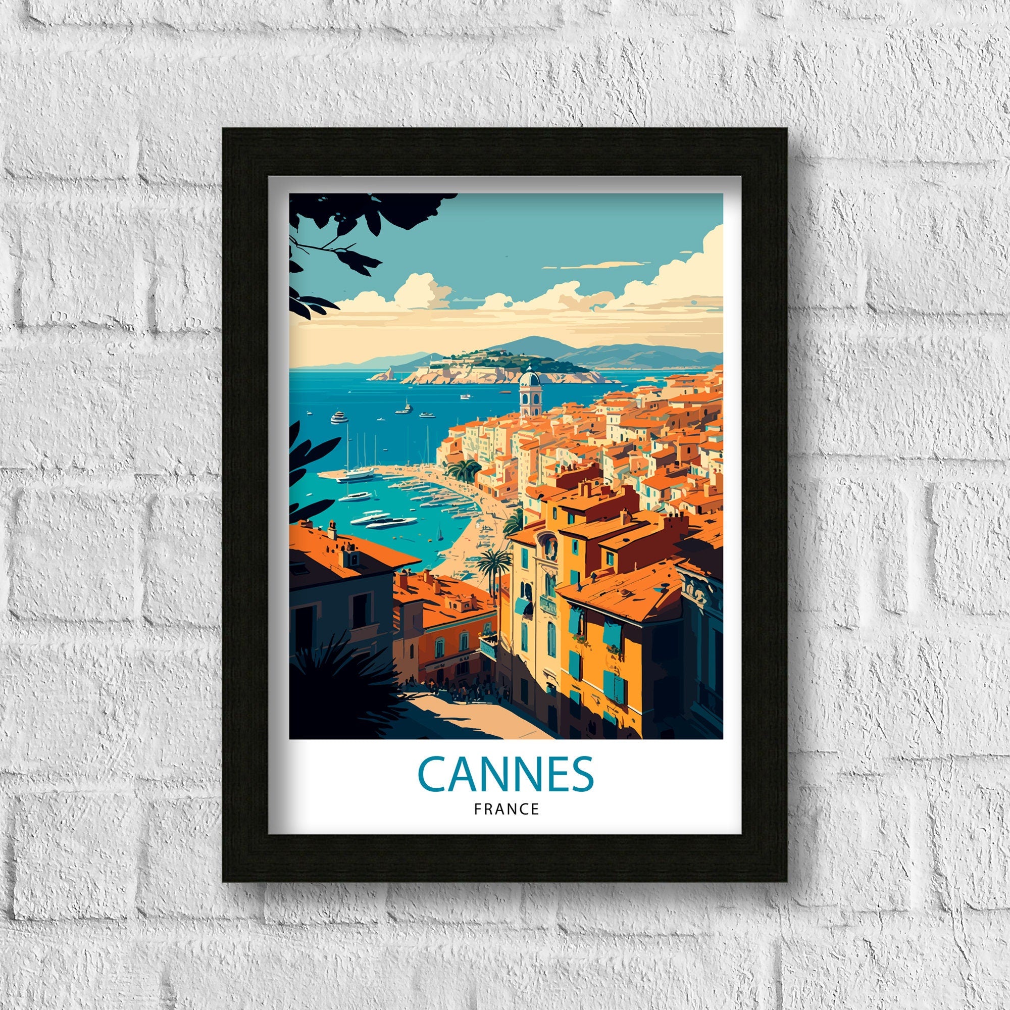 Cannes France Travel Print, French Riviera Illustration