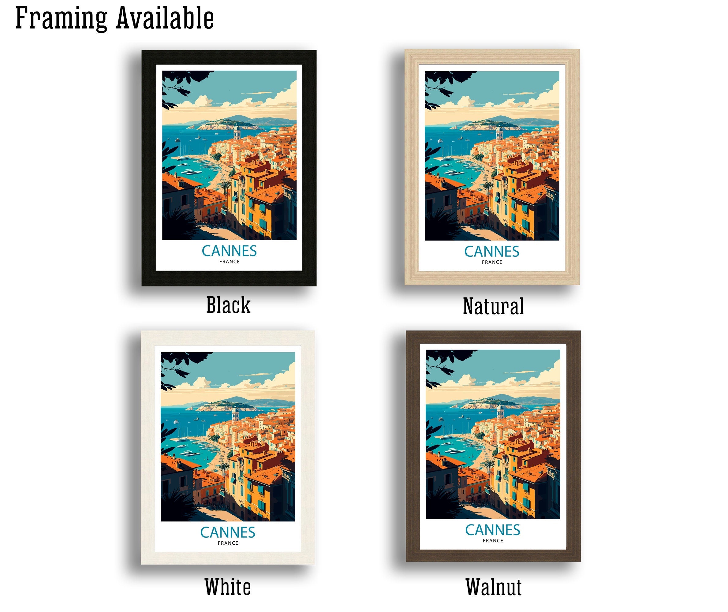 Cannes France Travel Print, French Riviera Illustration